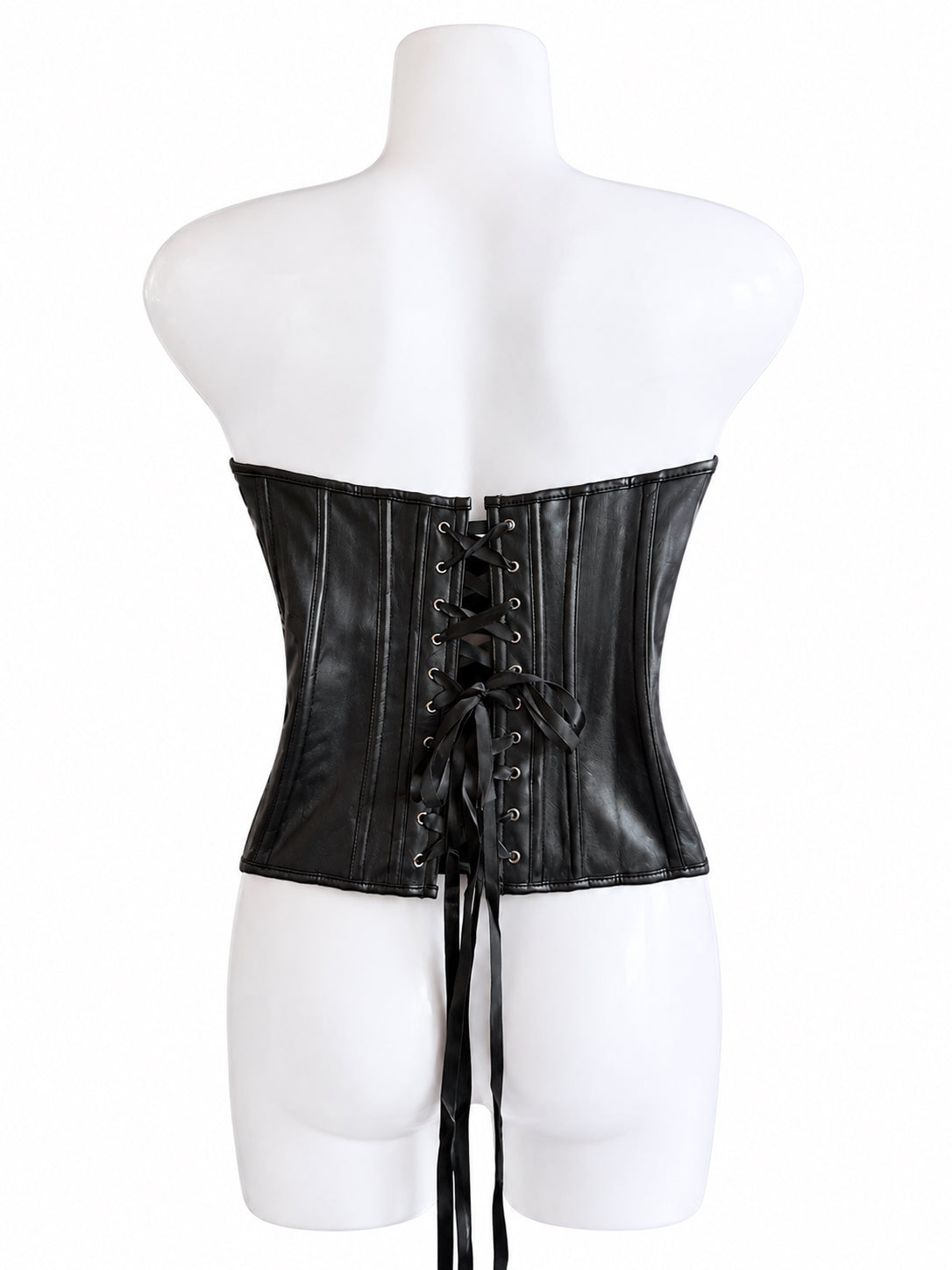 Vintage Inspired Black Faux Leather Corset