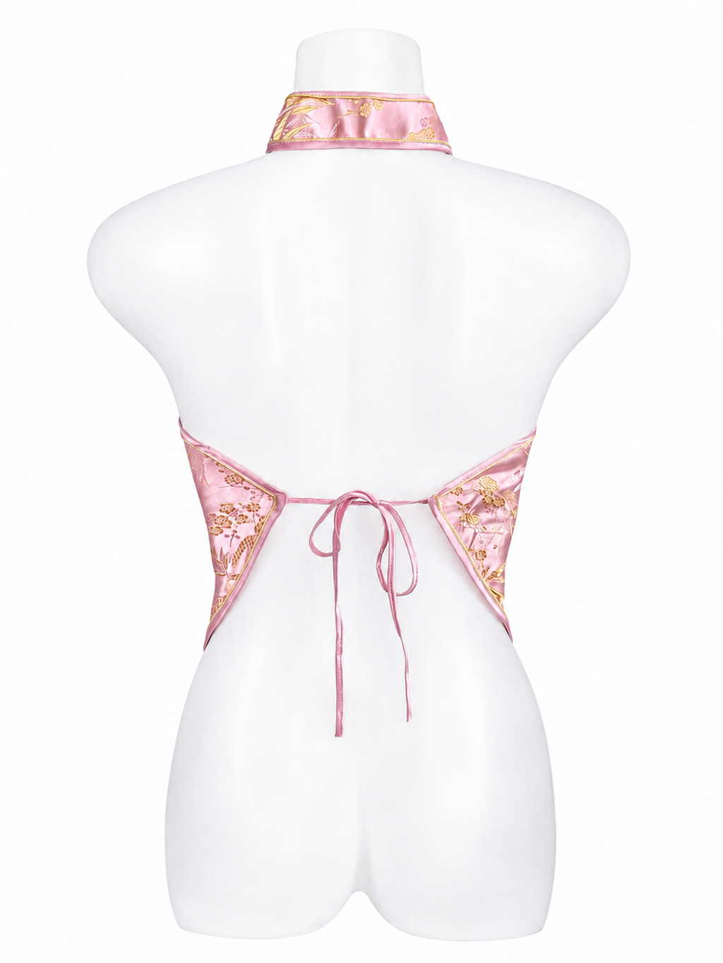 Pink Oriental Satin Halter Top