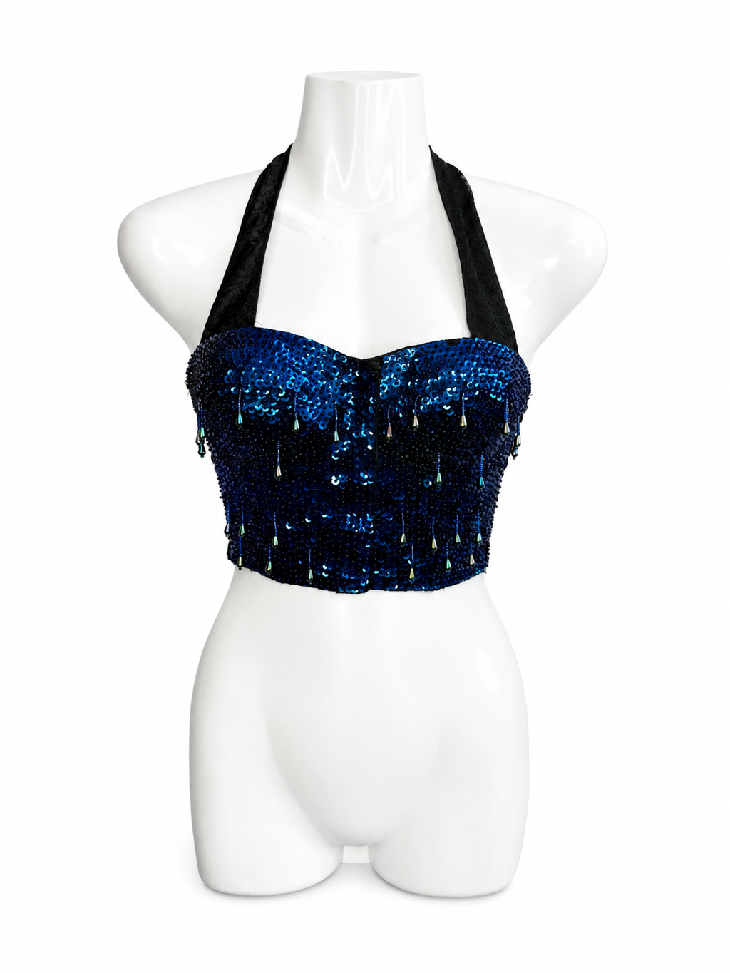 Sequin & Bead Halter Crop Top