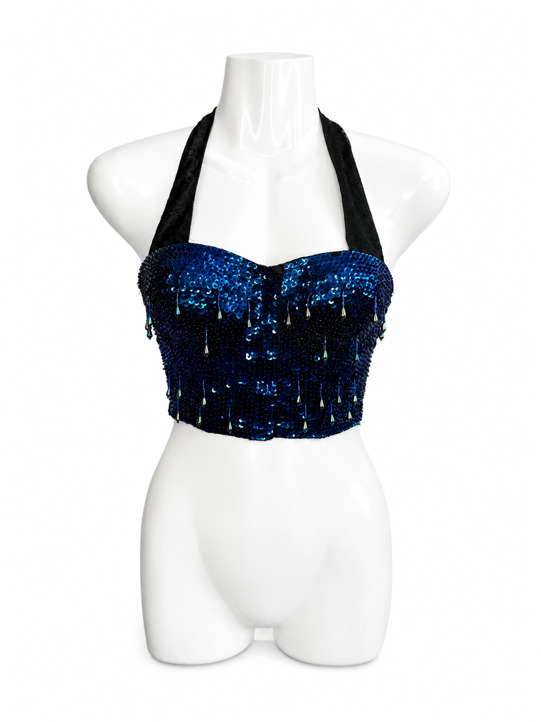 Sequin & Bead Halter Crop Top