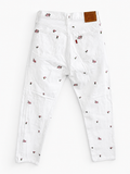 Vintage Levi's 501 White Jeans — Rose Embroidery