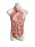 Pink Oriental Satin Halter Top