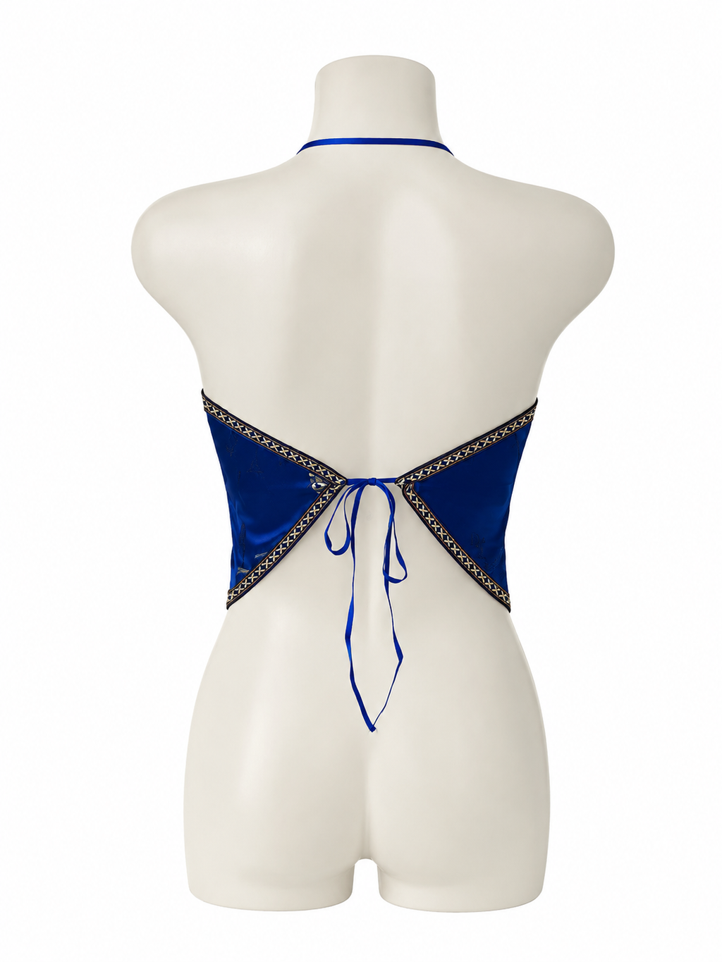 Oriental Satin Halter Top – Royal Blue