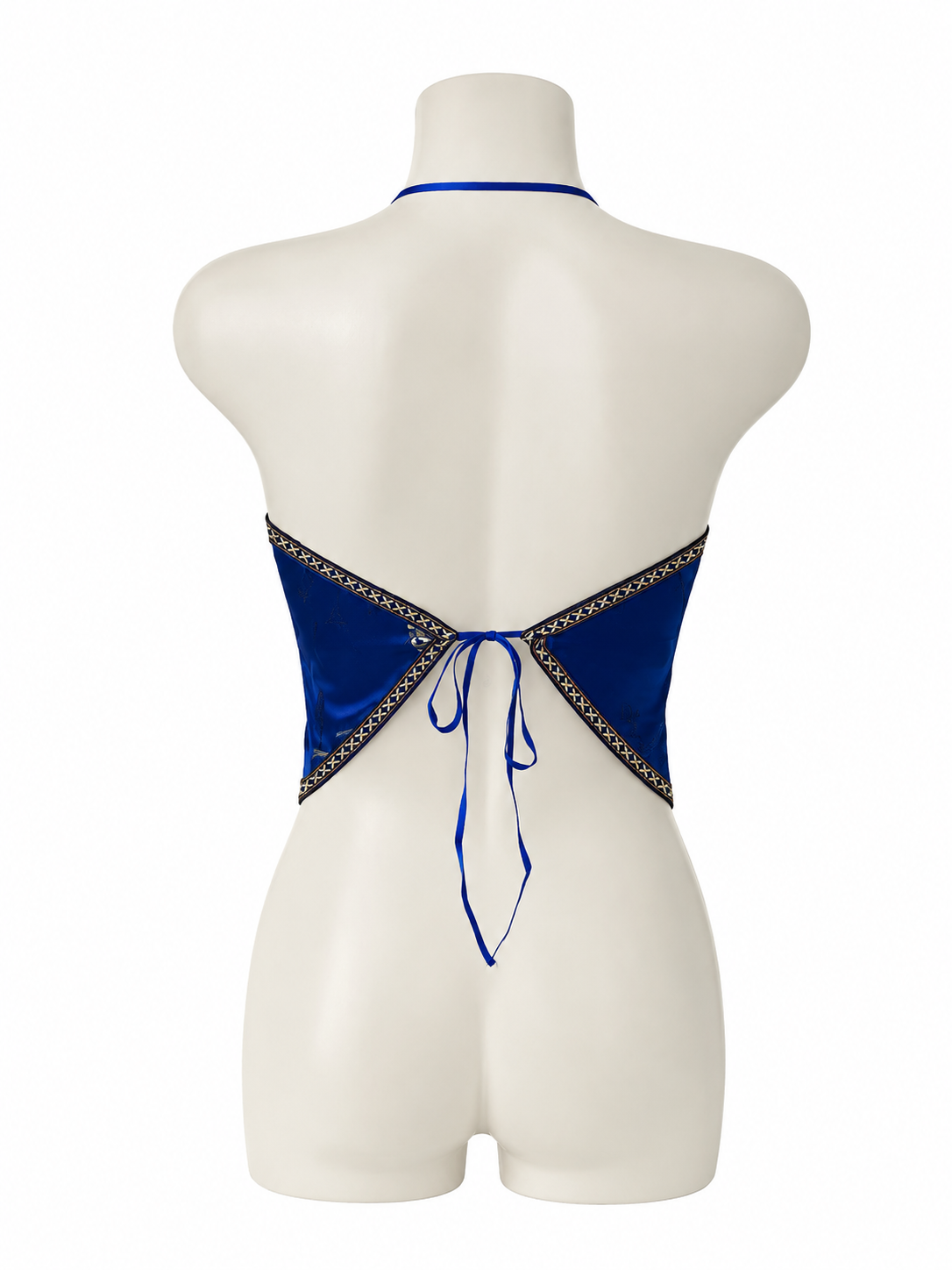 Oriental Satin Halter Top – Royal Blue