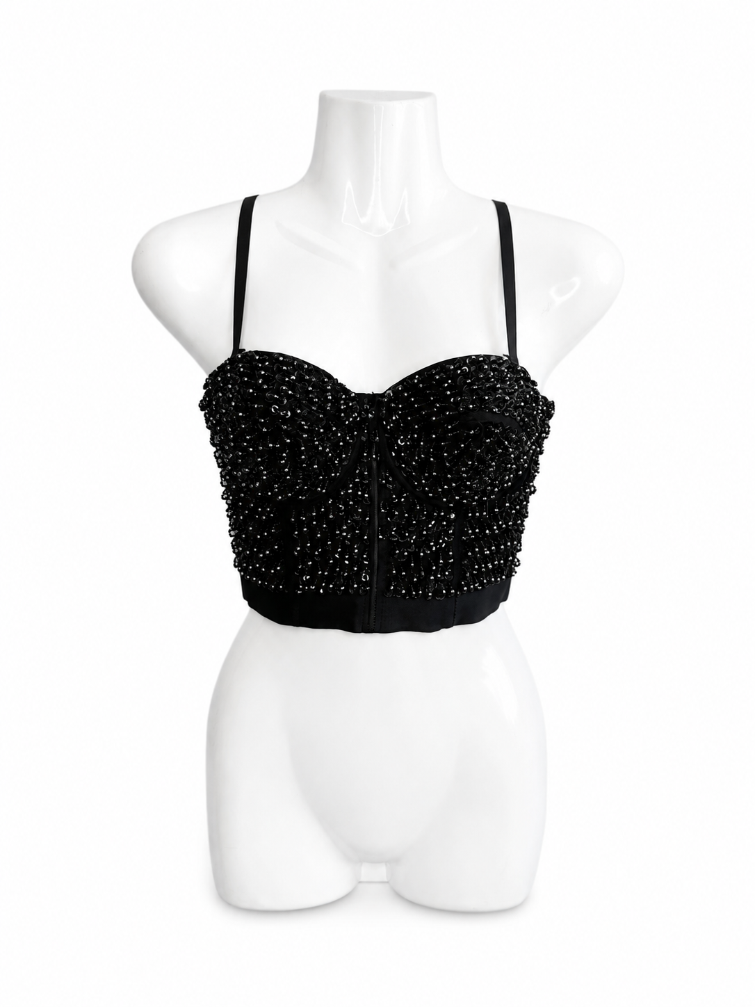 Beaded Sequin Bustier Crop Top