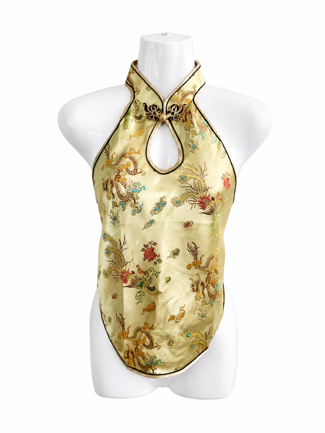 Gold Oriental Satin Halter Top