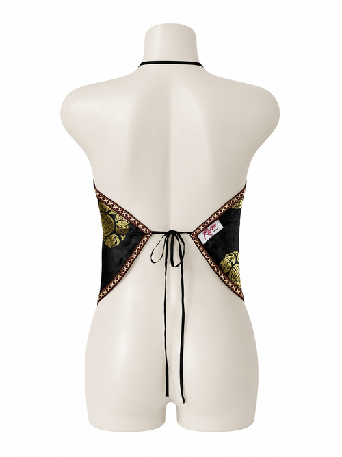 Oriental Satin Halter Top – Black