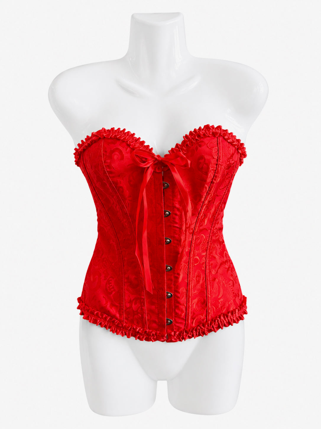 Vintage Inspired Red Brocade Corset