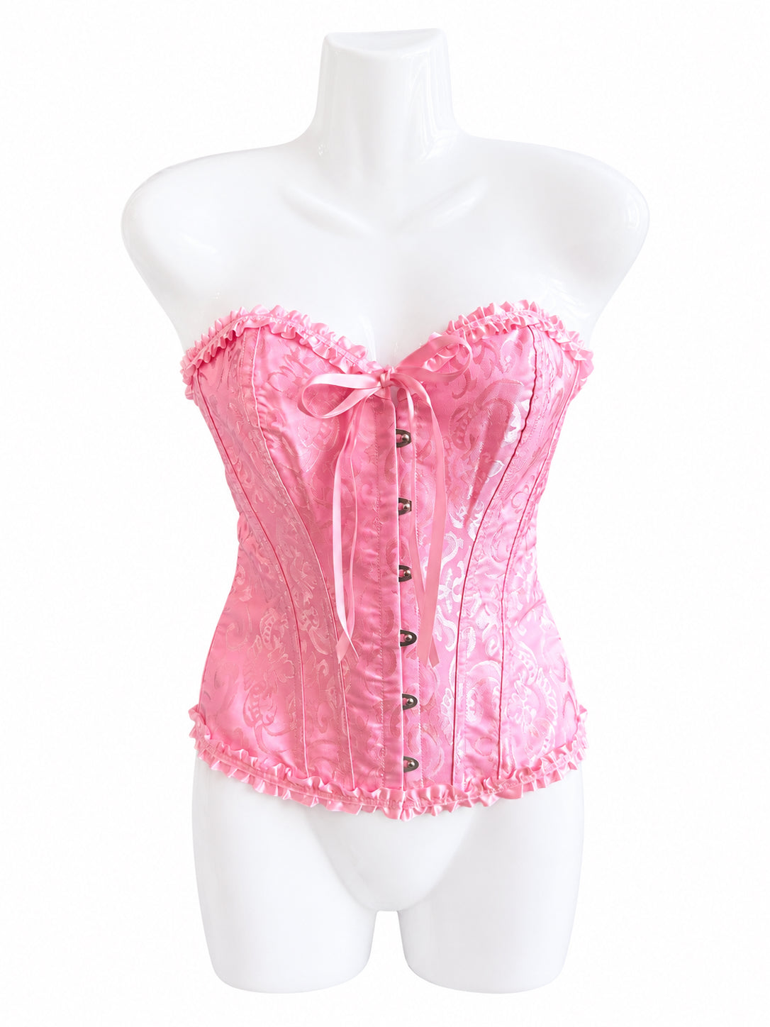 Vintage Inspired Pink Brocade Corset