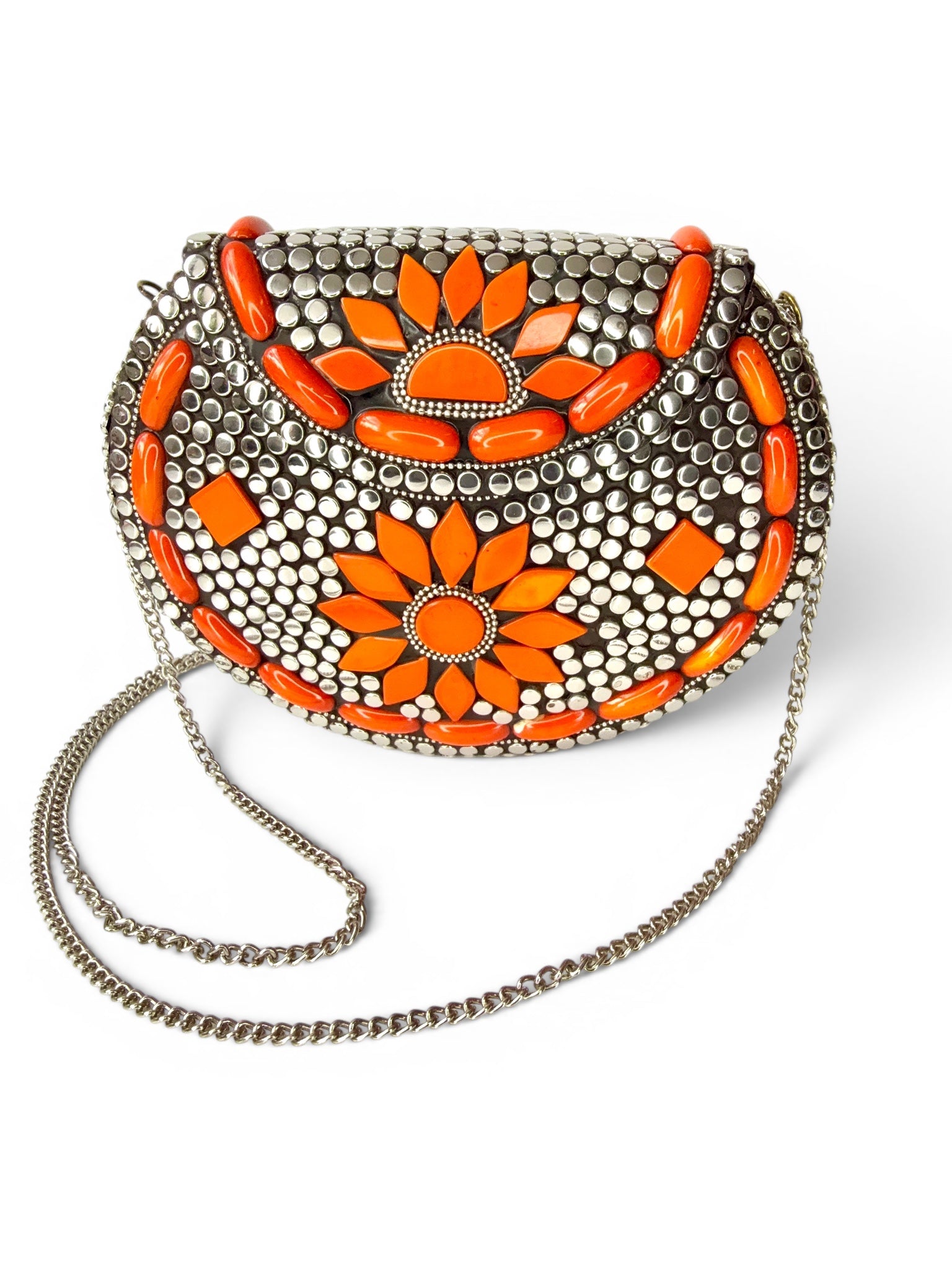 Vintage Orange Stone Statement Bag