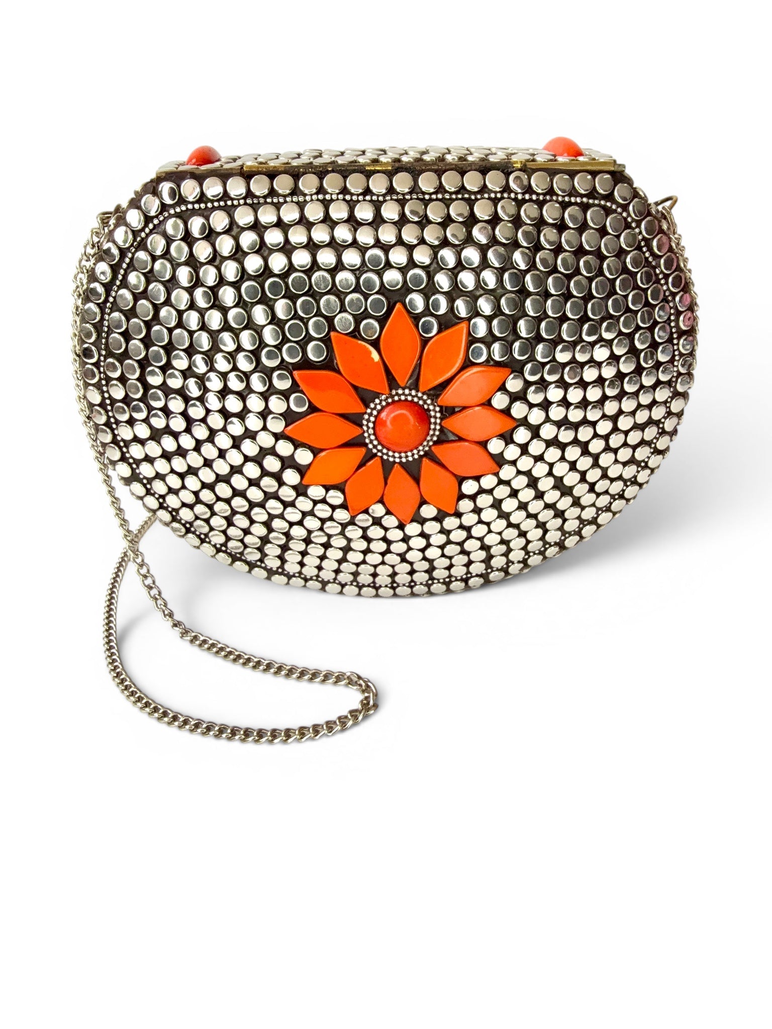 Vintage Orange Stone Statement Bag