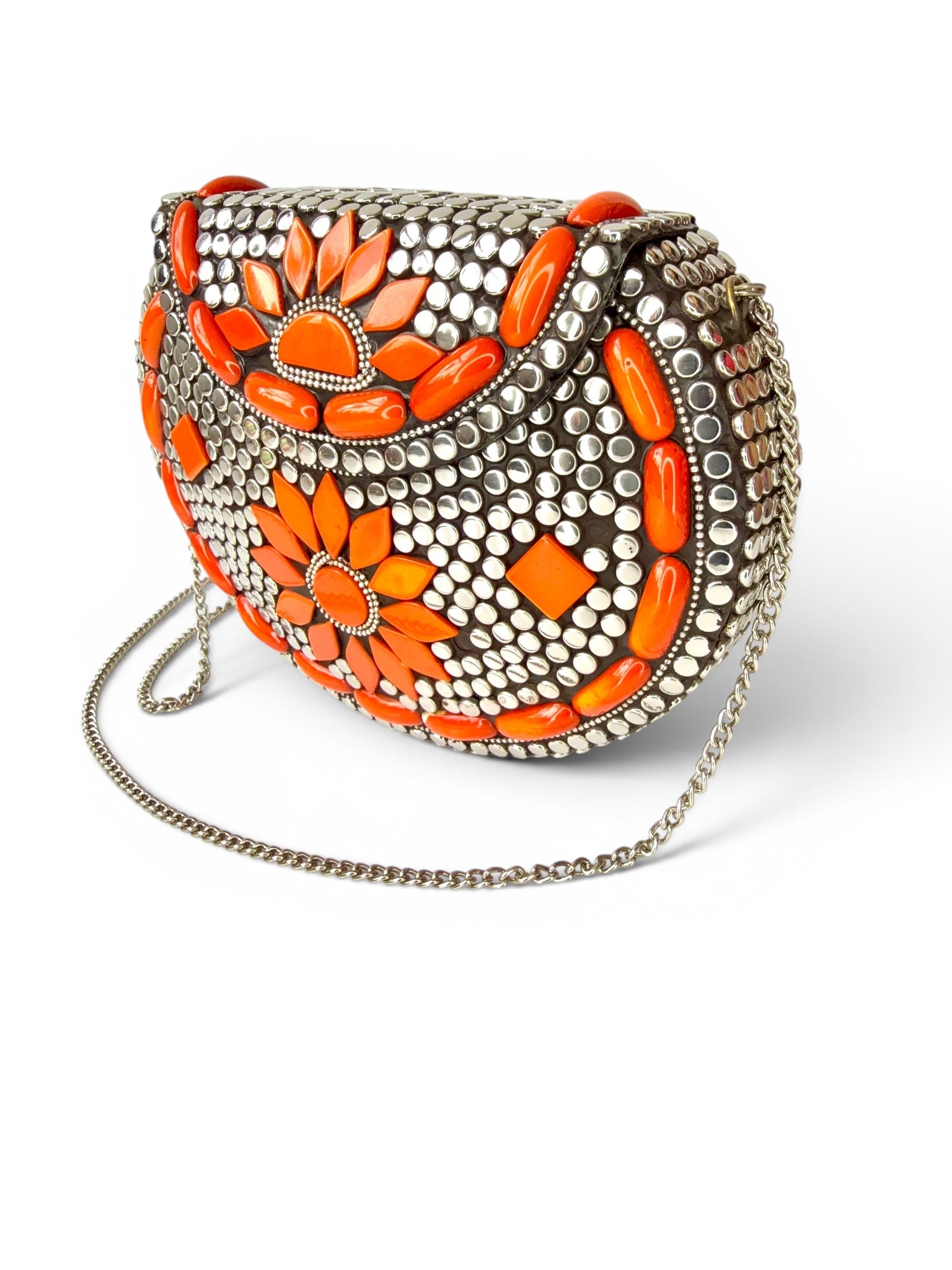 Vintage Orange Stone Statement Bag