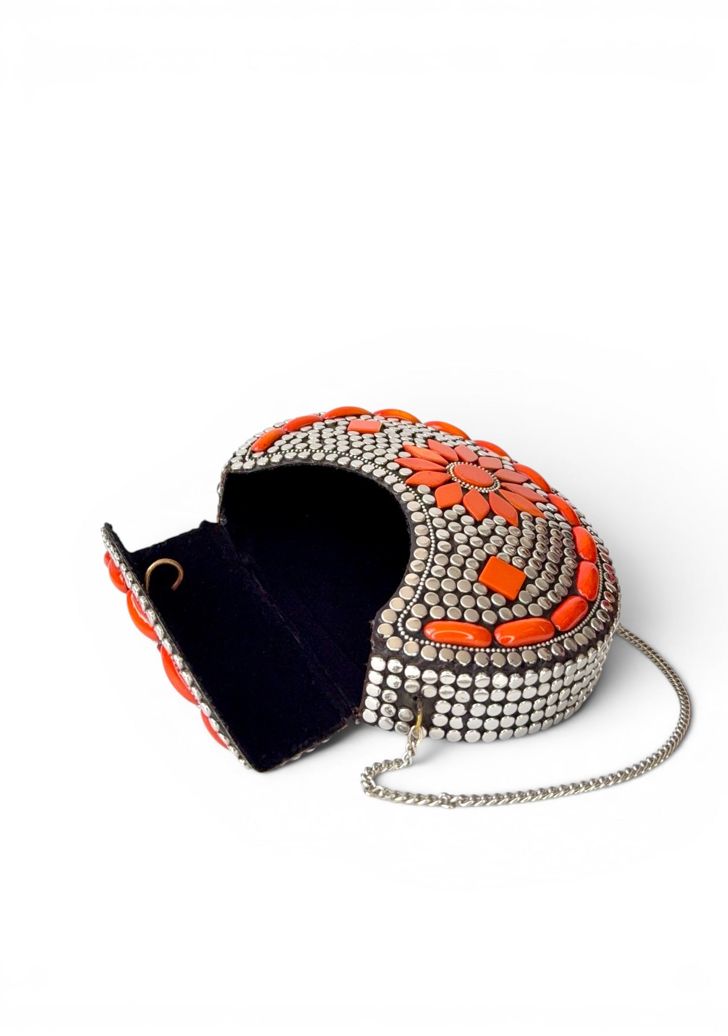 Vintage Orange Stone Statement Bag