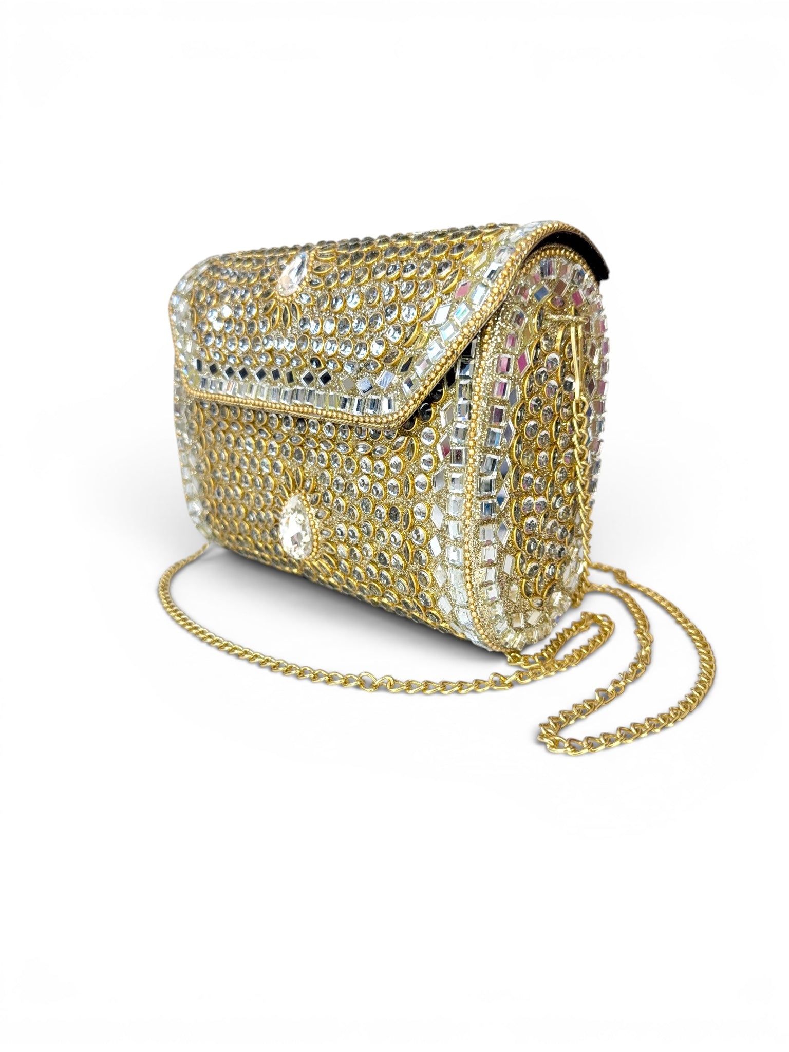 Vintage Gold Crystal Statement Bag