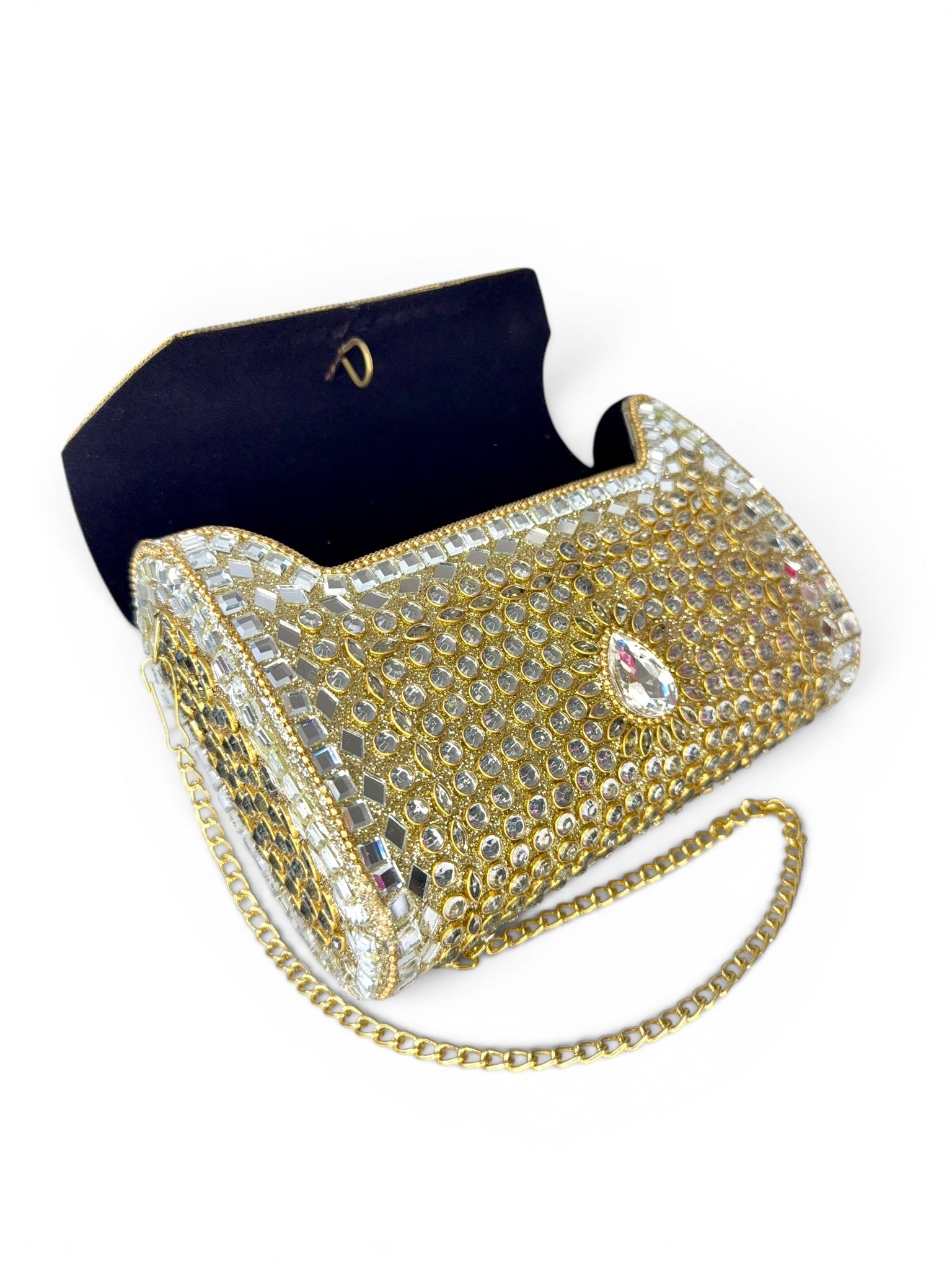 Vintage Gold Crystal Statement Bag