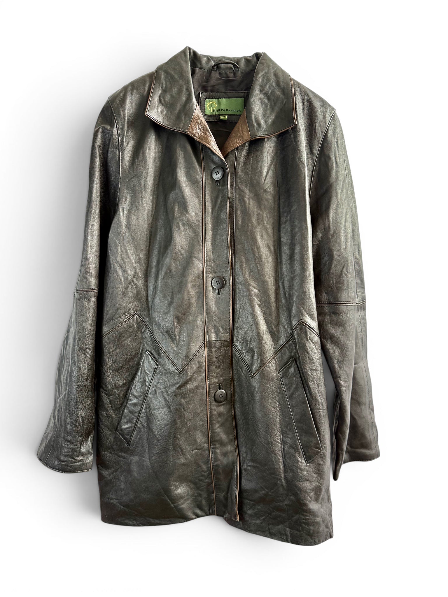 Vintage Long Leather Structured Coat