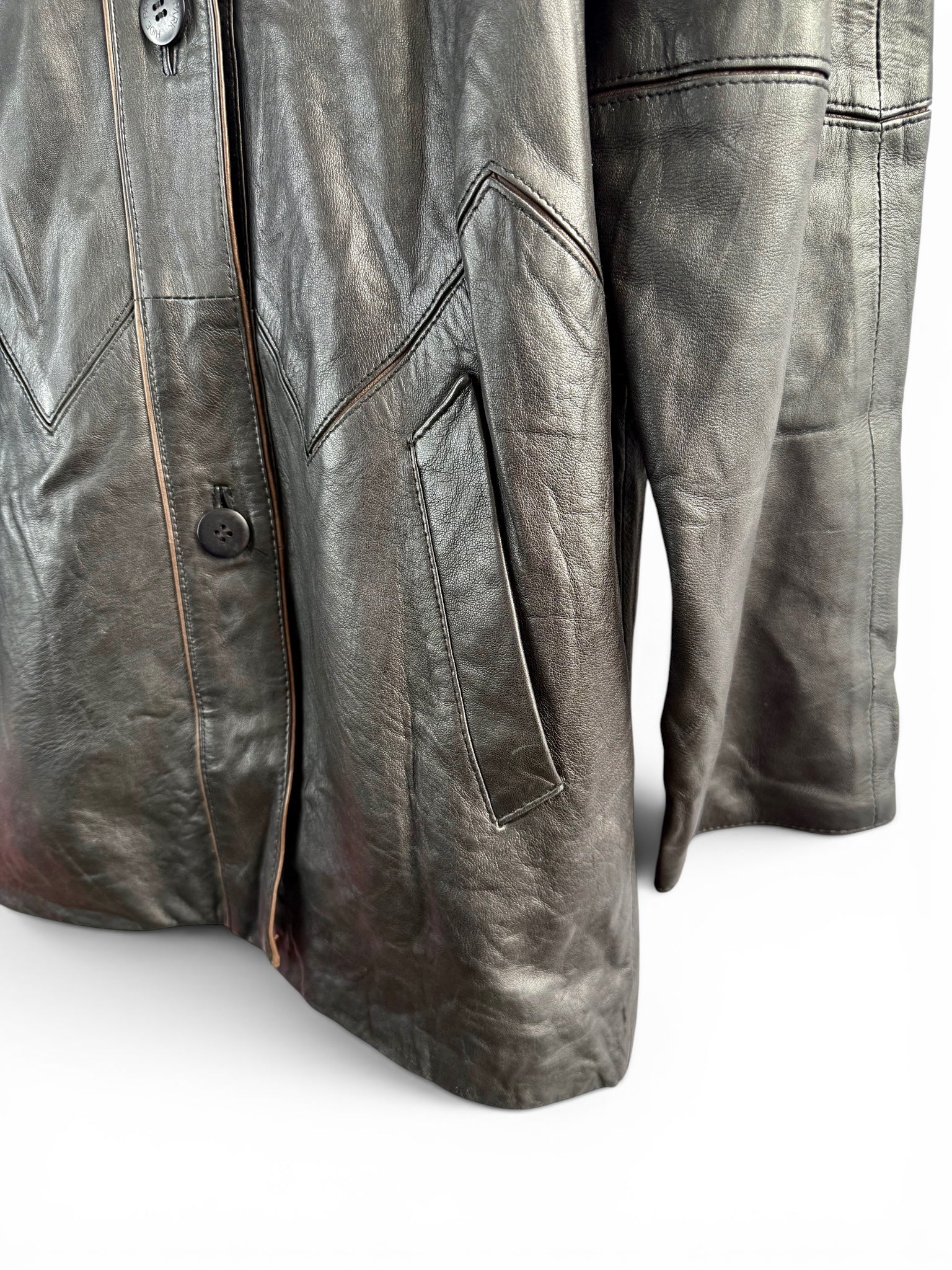 Vintage Long Leather Structured Coat