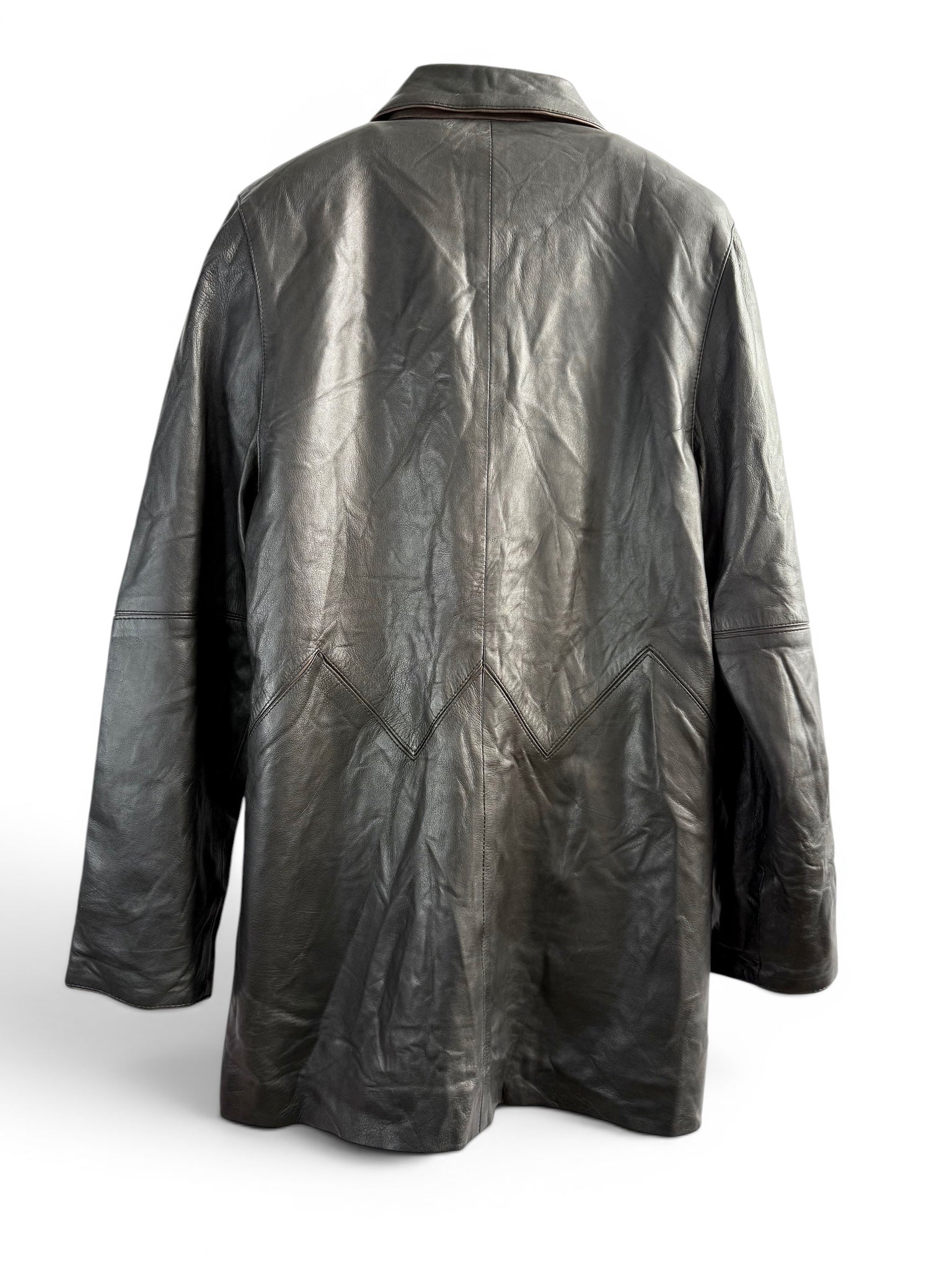 Vintage Long Leather Structured Coat