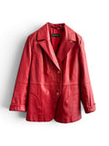 Vintage Long Red Leather Structured Coat