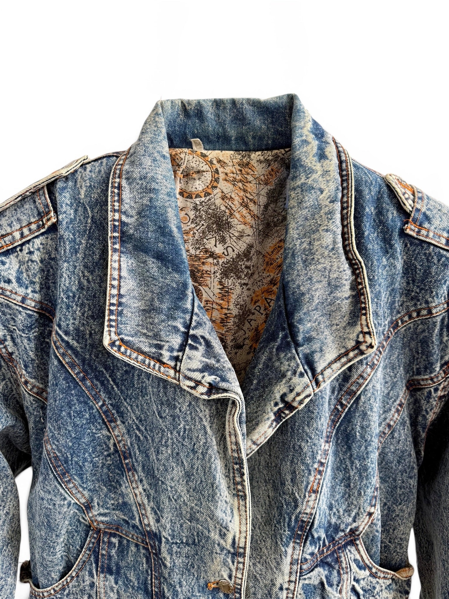 Vintage Lined Acid Wash Denim Jacket
