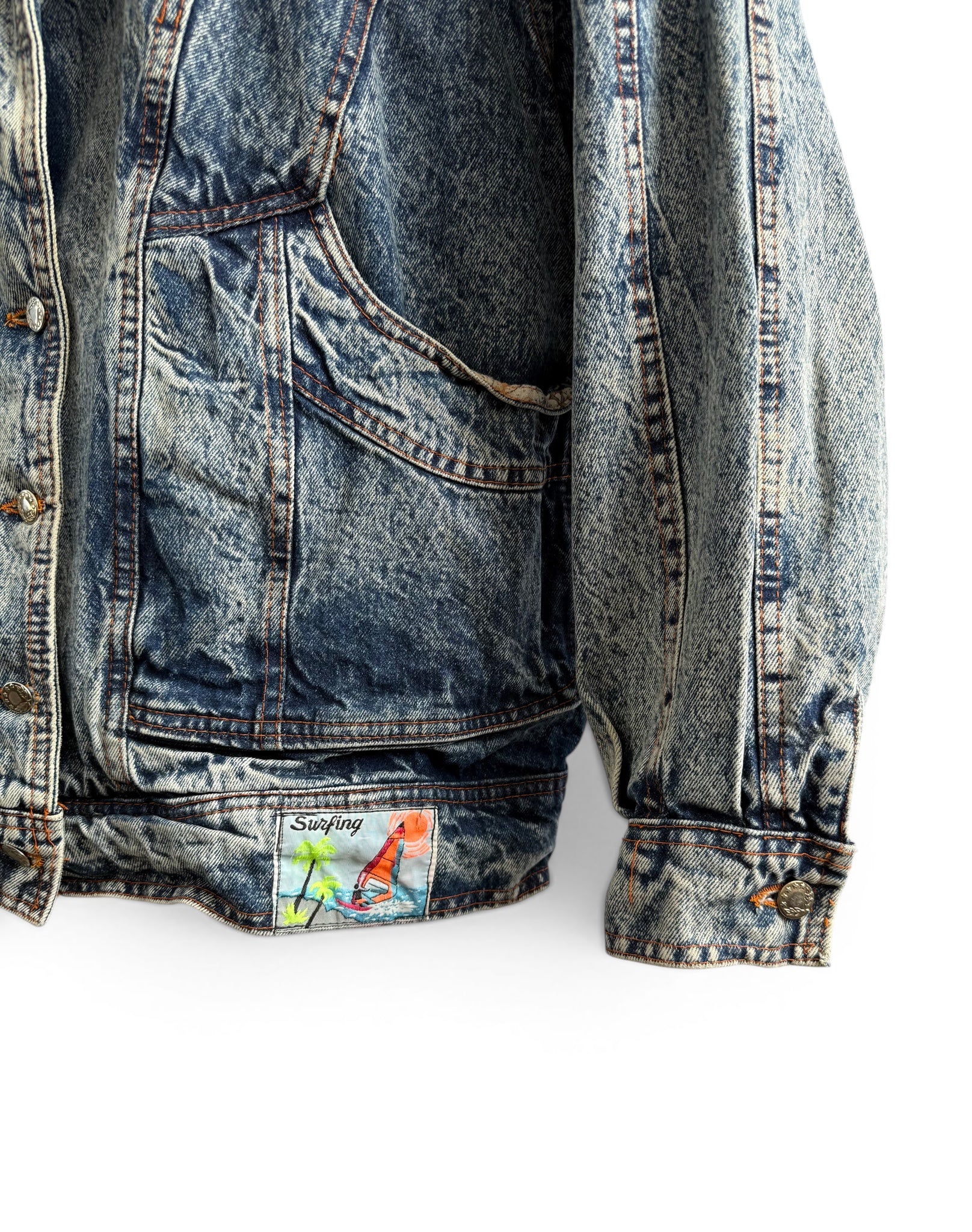 Vintage Lined Acid Wash Denim Jacket