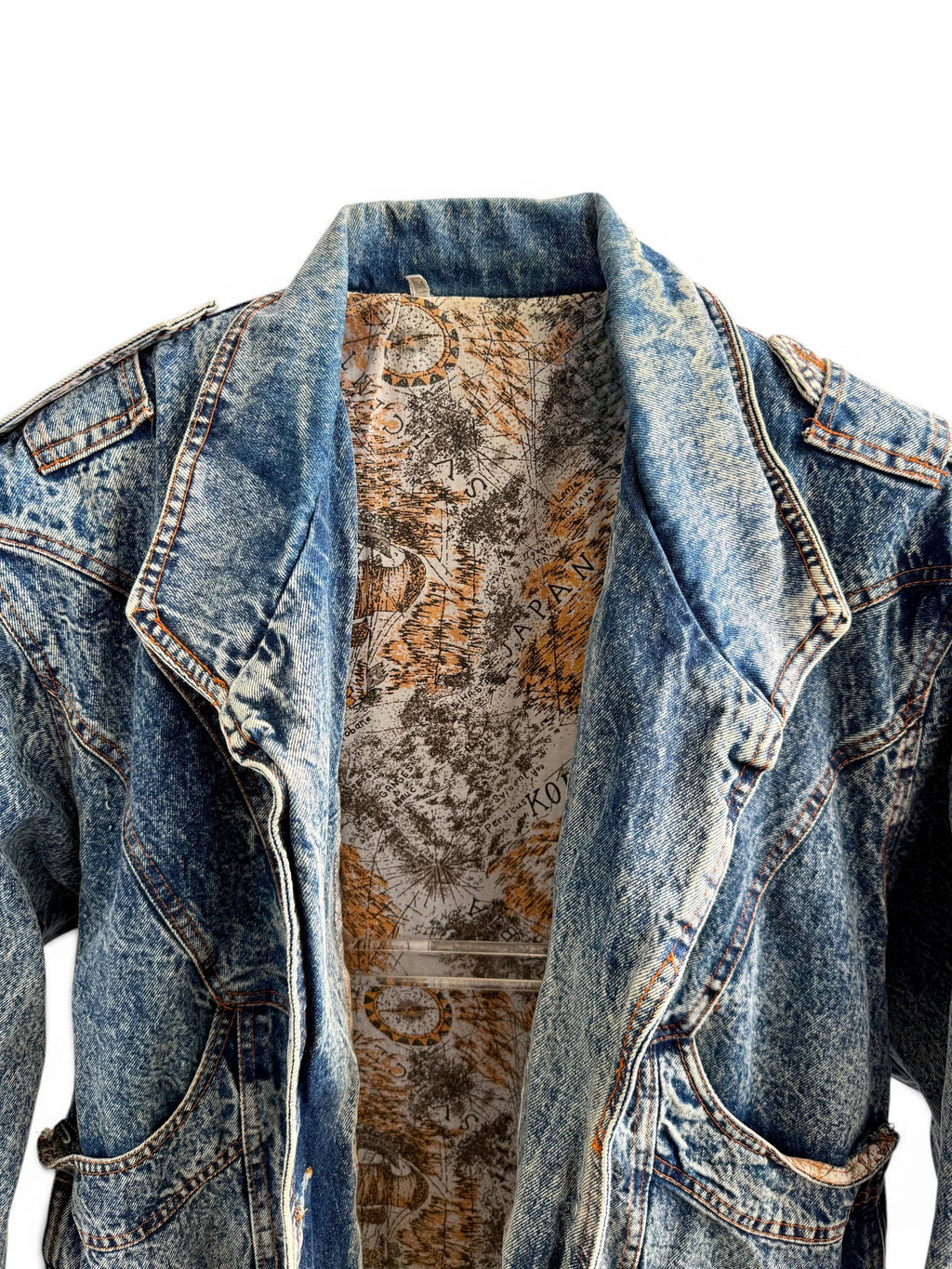 Vintage Lined Acid Wash Denim Jacket
