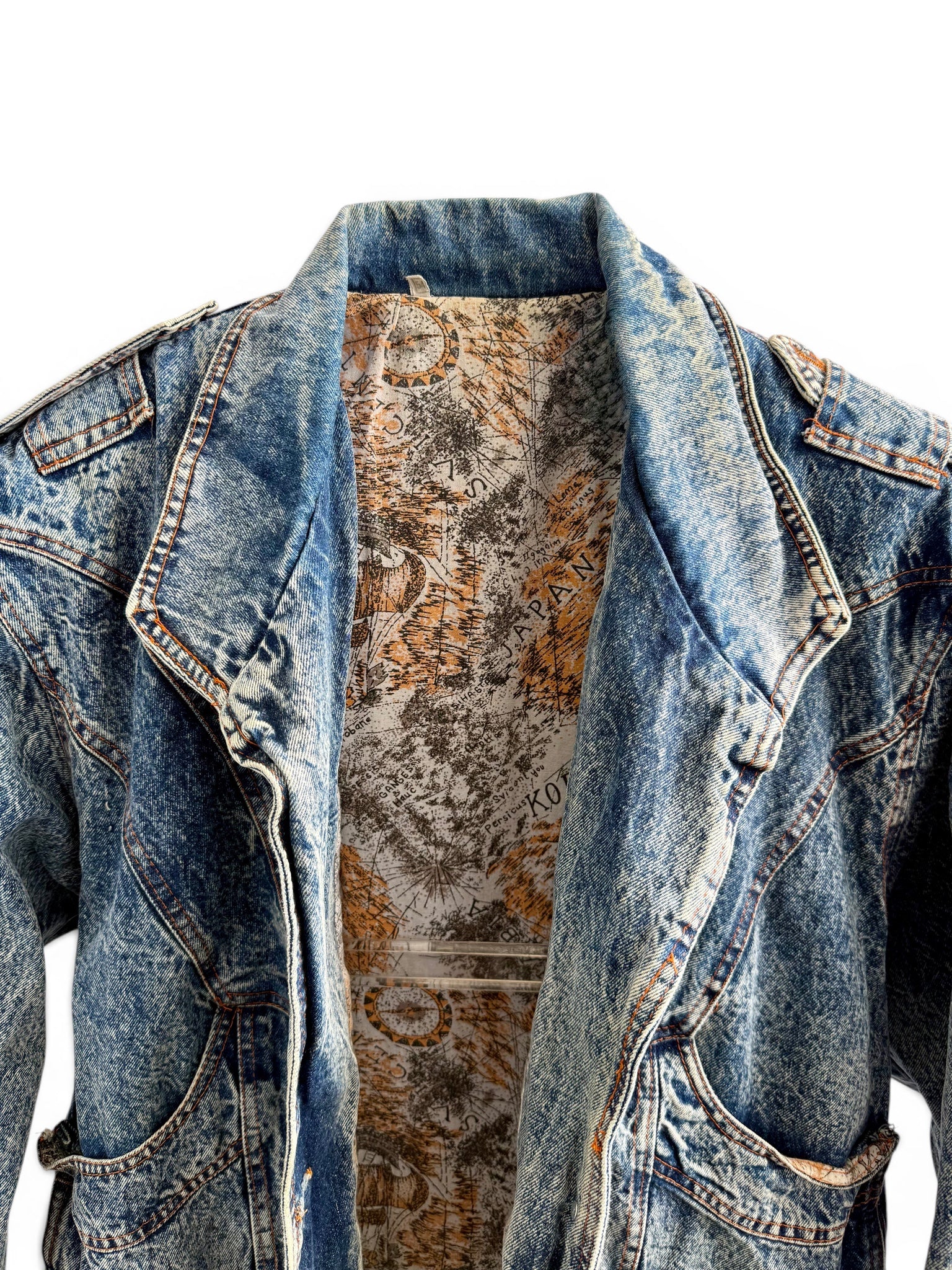 Vintage Lined Acid Wash Denim Jacket