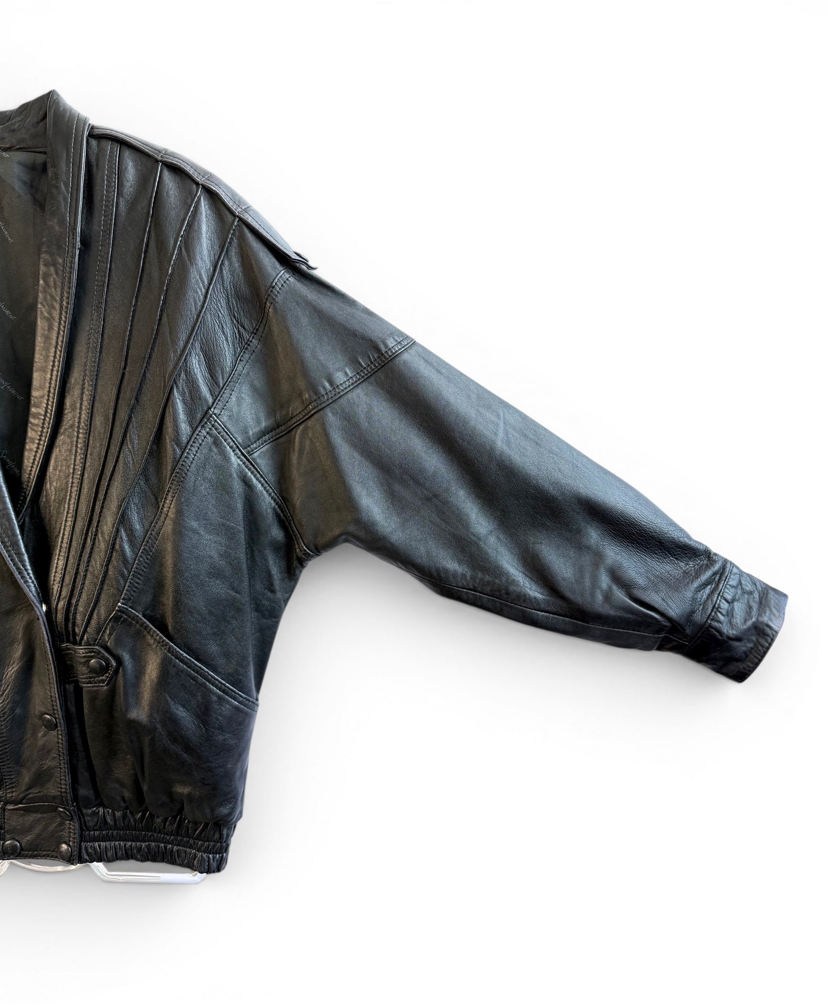 Vintage Yves Saint Laurent Black Leather Structured Jacket