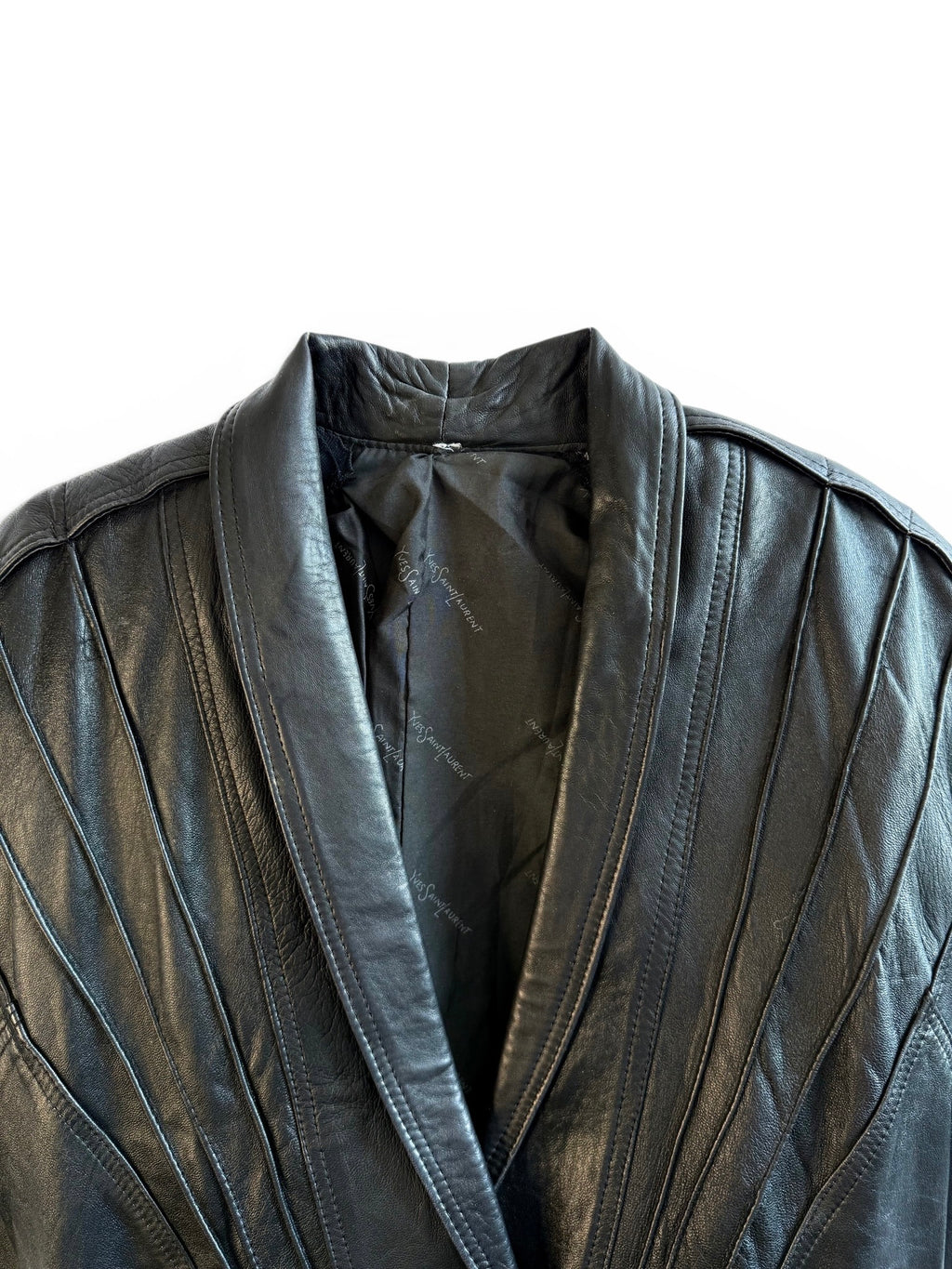 Vintage Yves Saint Laurent Black Leather Structured Jacket