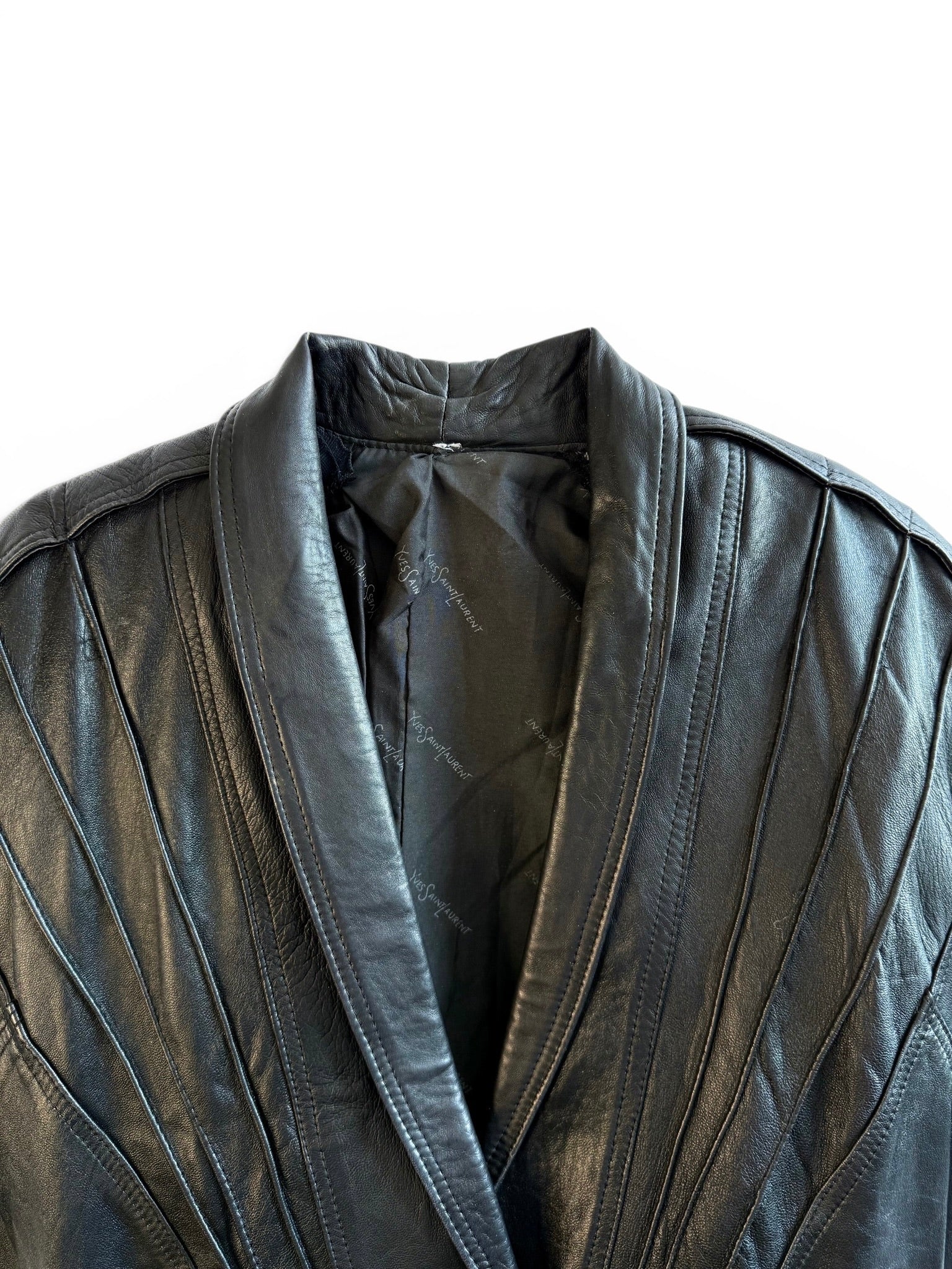 Vintage Yves Saint Laurent Black Leather Structured Jacket