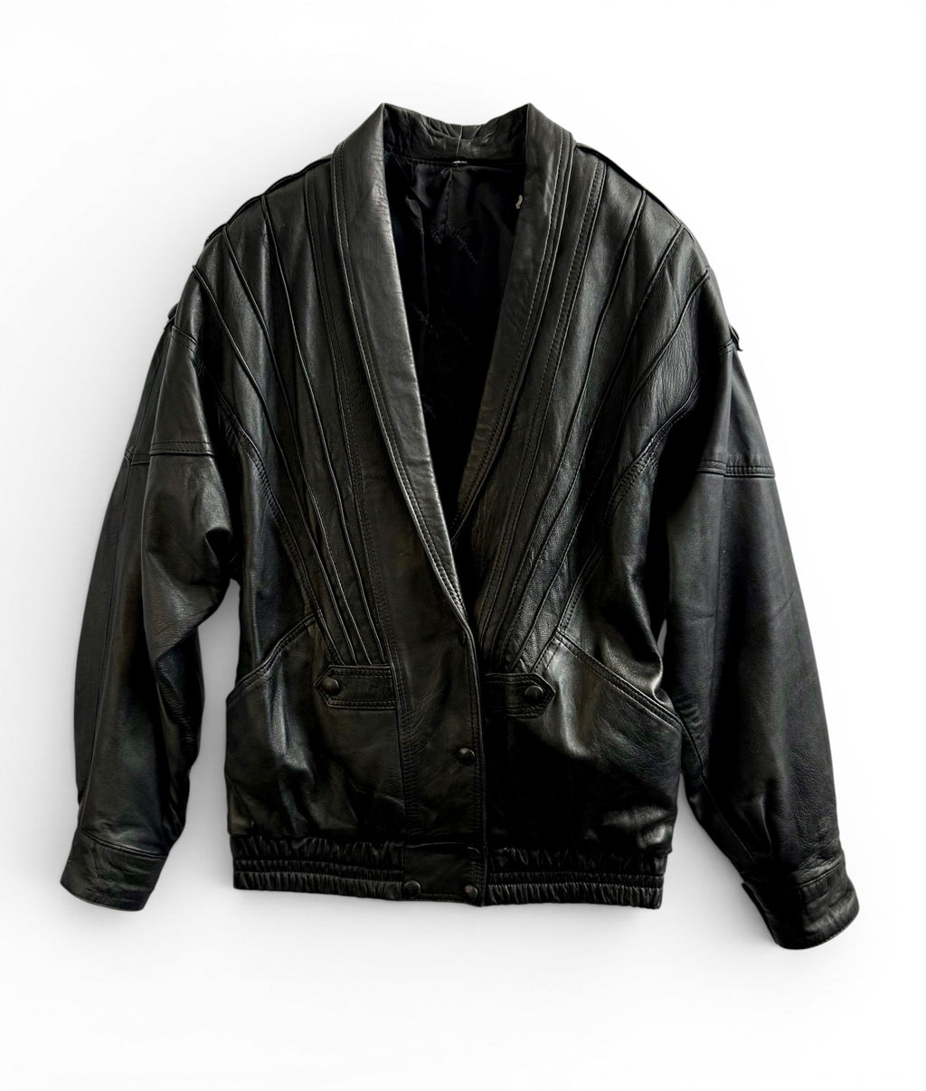 Vintage Yves Saint Laurent Black Leather Structured Jacket