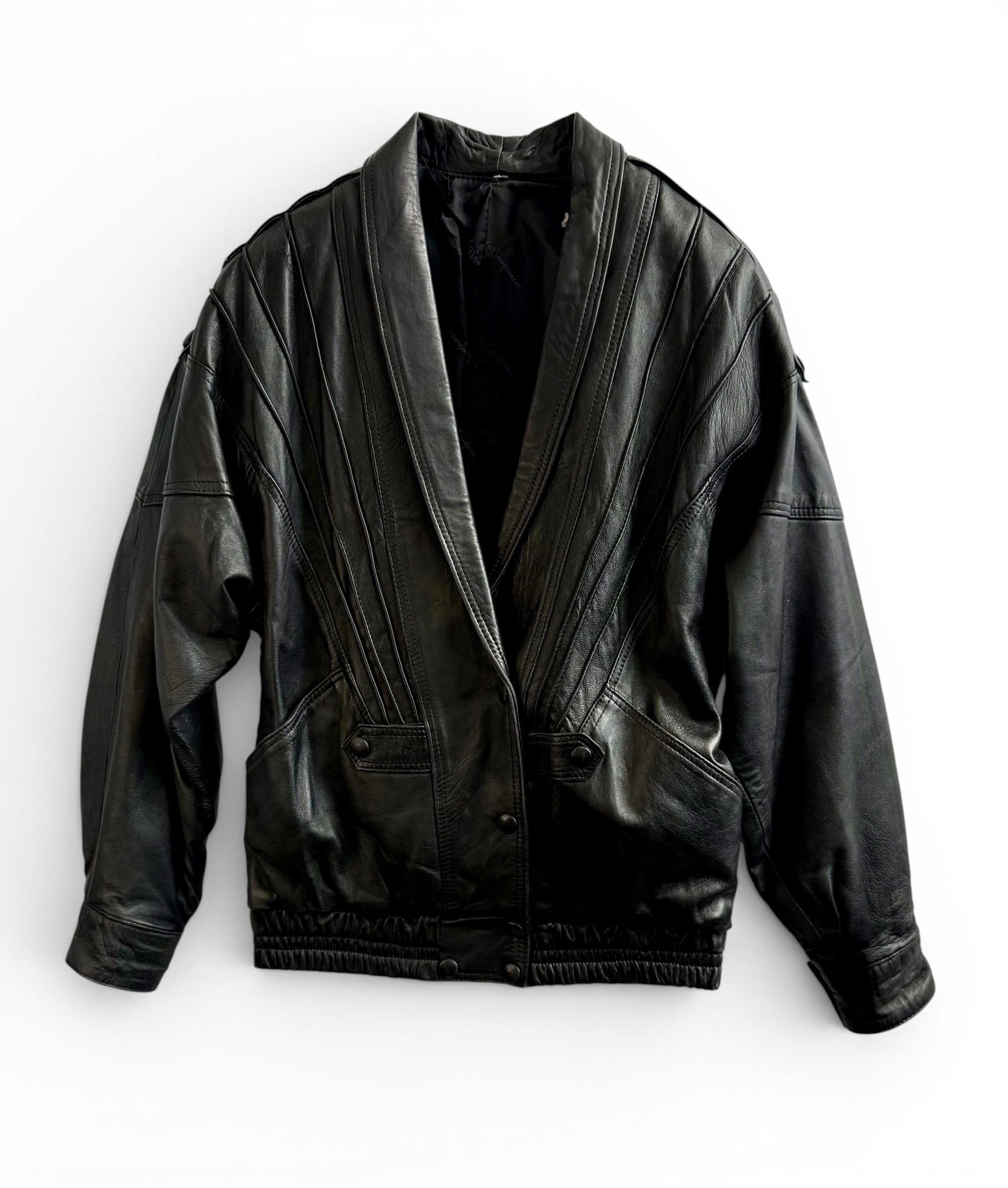 Vintage Yves Saint Laurent Black Leather Structured Jacket