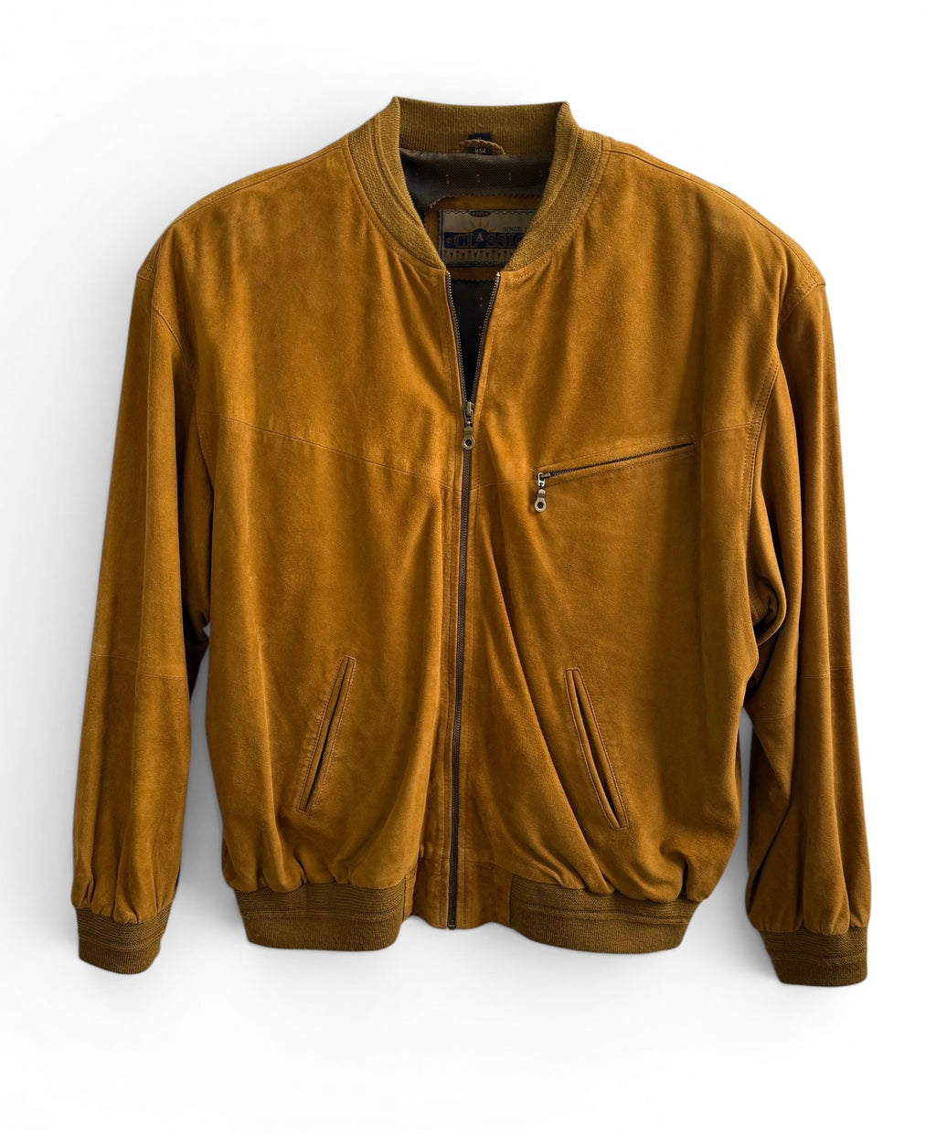 Vintage Camel Suede Bomber Jacket