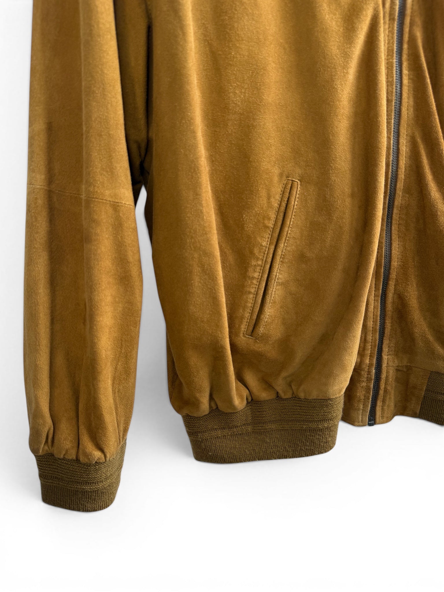 Vintage Camel Suede Bomber Jacket