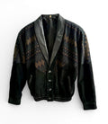 Vintage Leather and Knit Geometric Pattern Jacket