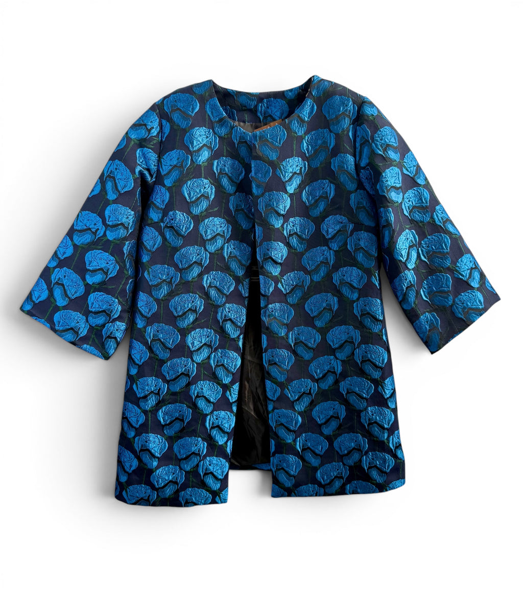 Vintage Brocade Blue Floral Jacket