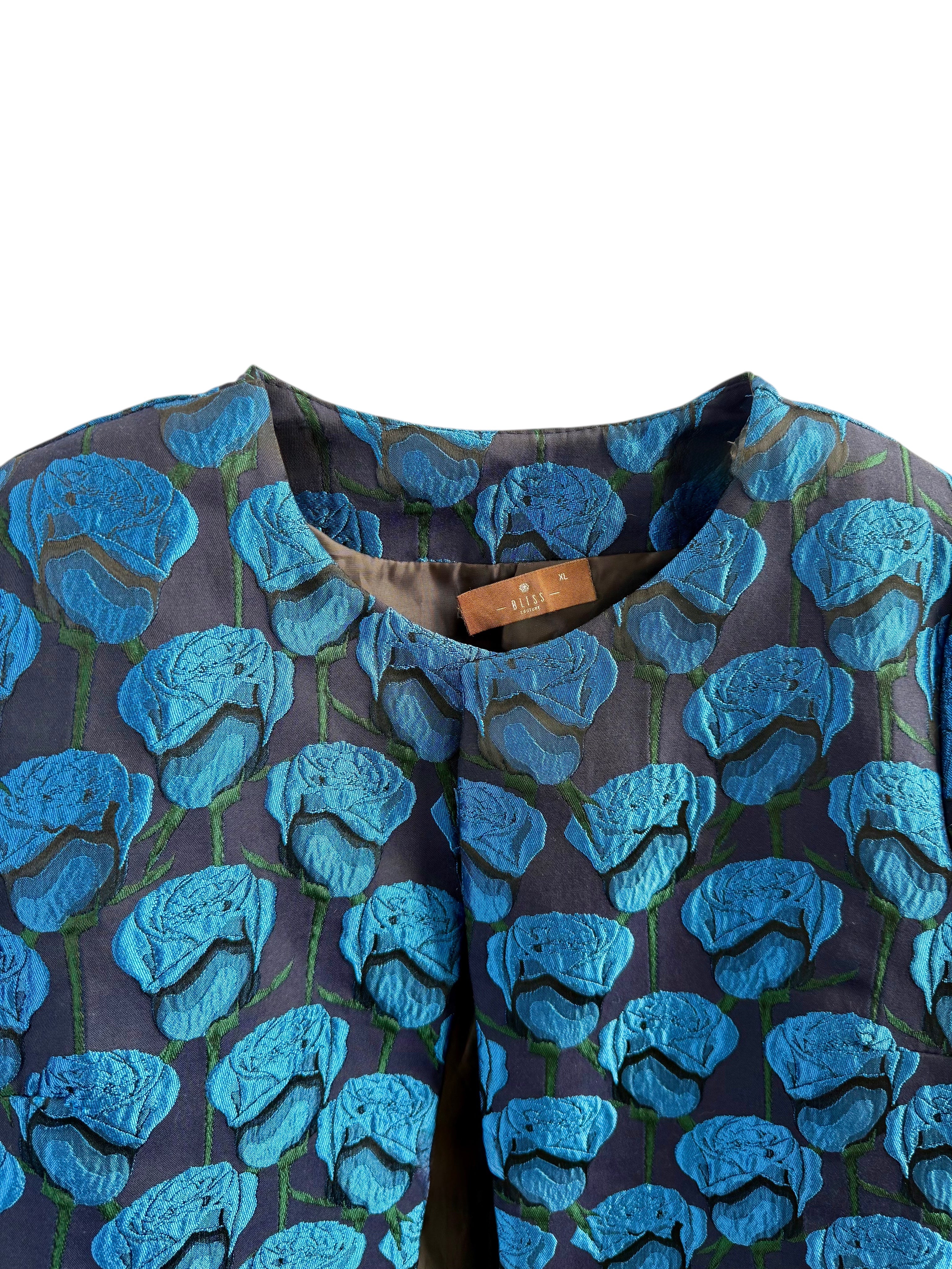 Vintage Brocade Blue Floral Jacket