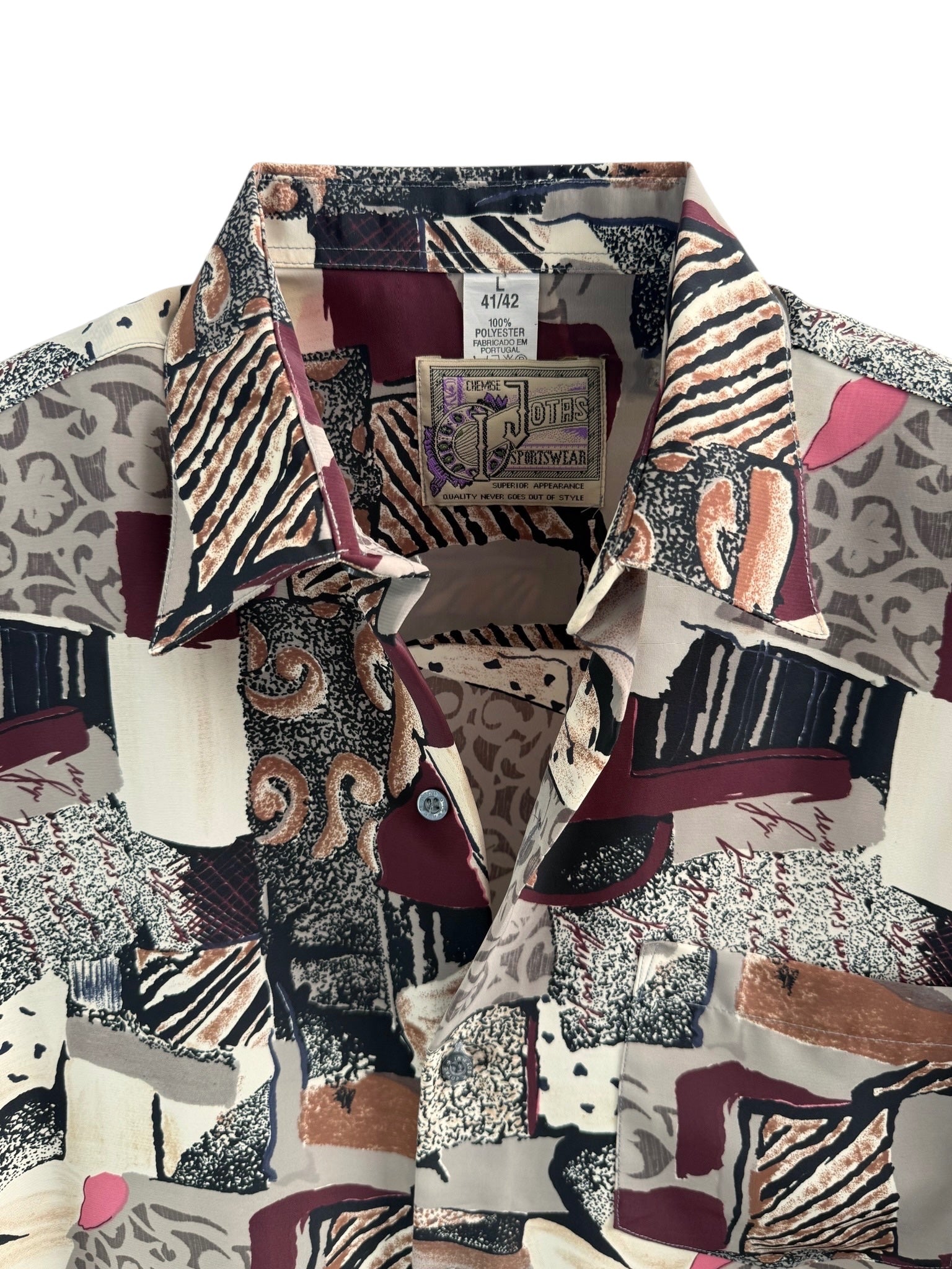 Vintage Earth Tone Abstract Print Short Sleeve Shirt