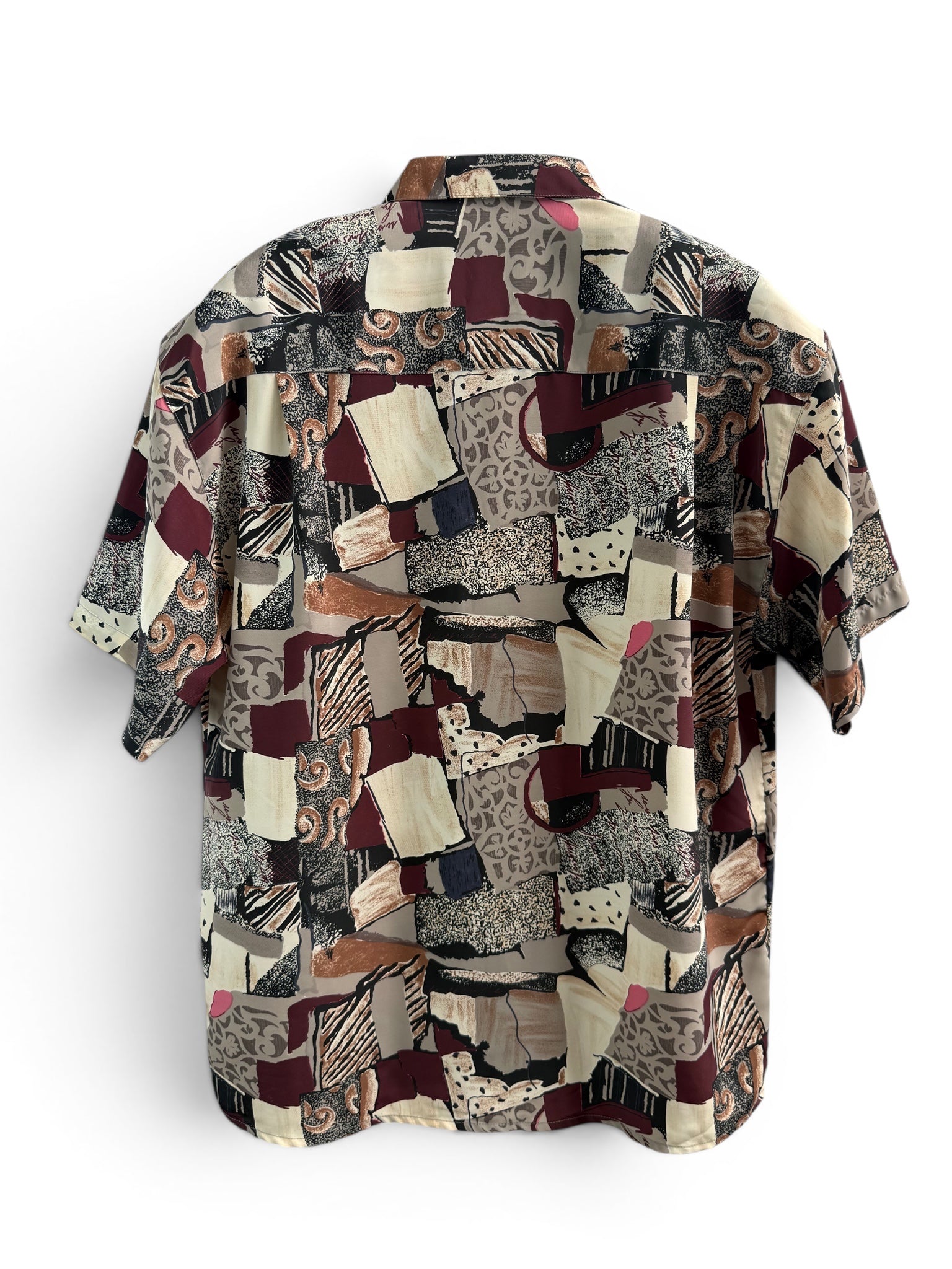 Vintage Earth Tone Abstract Print Short Sleeve Shirt
