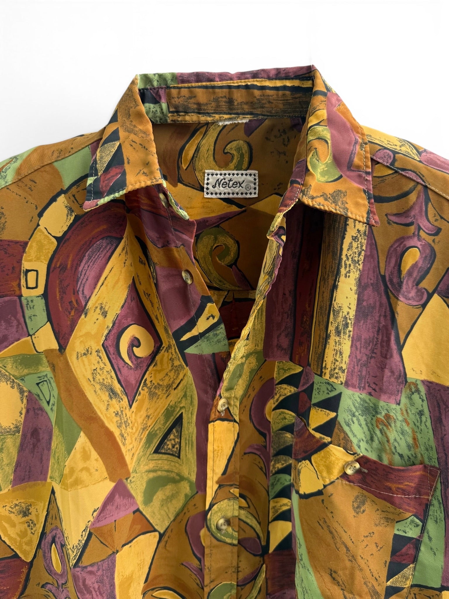 Vintage Abstract Multicolor Short Sleeve Shirt