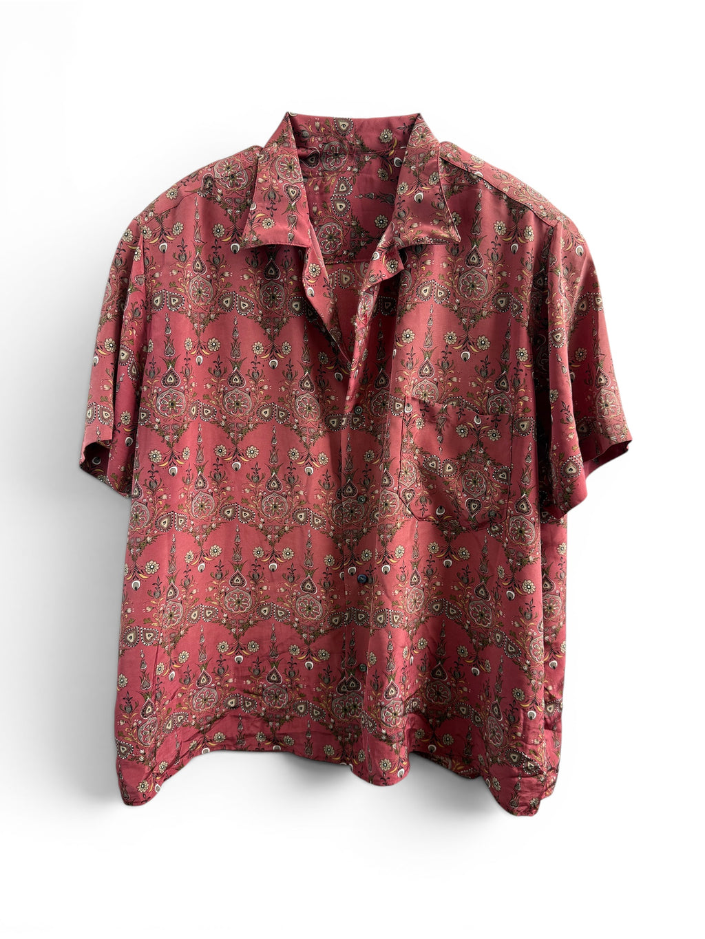 Vintage Red Paisley Floral Short Sleeve Shirt
