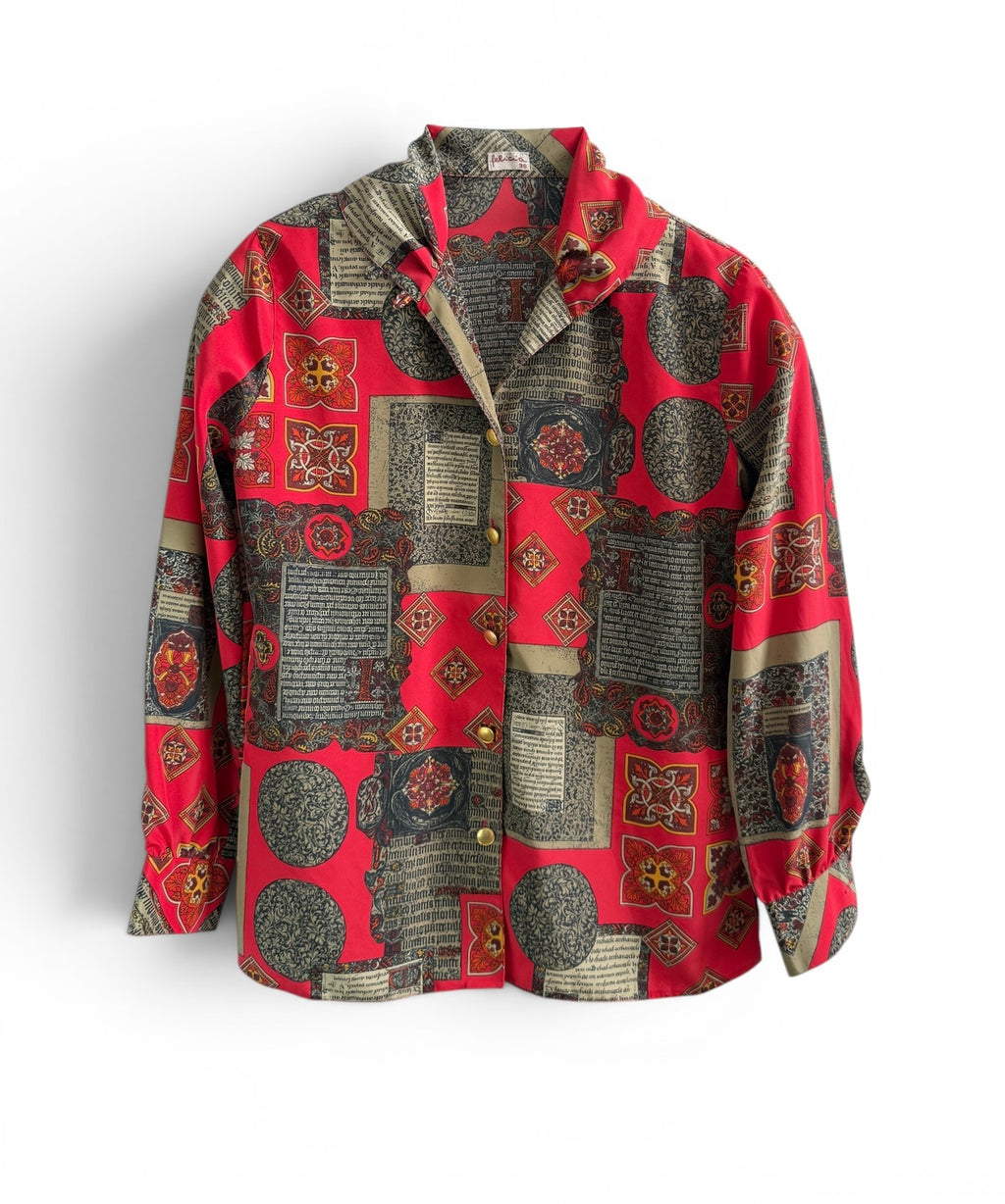 Vintage Medieval Print Shirt in Red