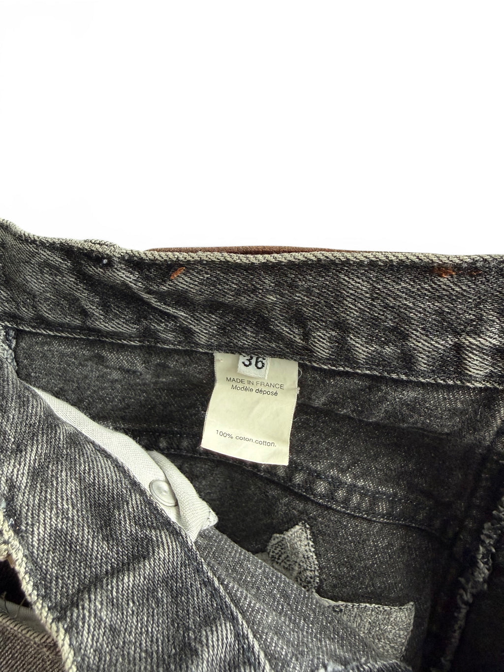 Vintage Kenzo Grey Denim Jeans with Floral Embroidery