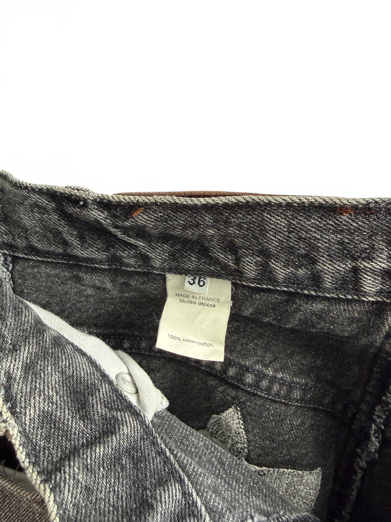Vintage Kenzo Grey Denim Jeans with Floral Embroidery