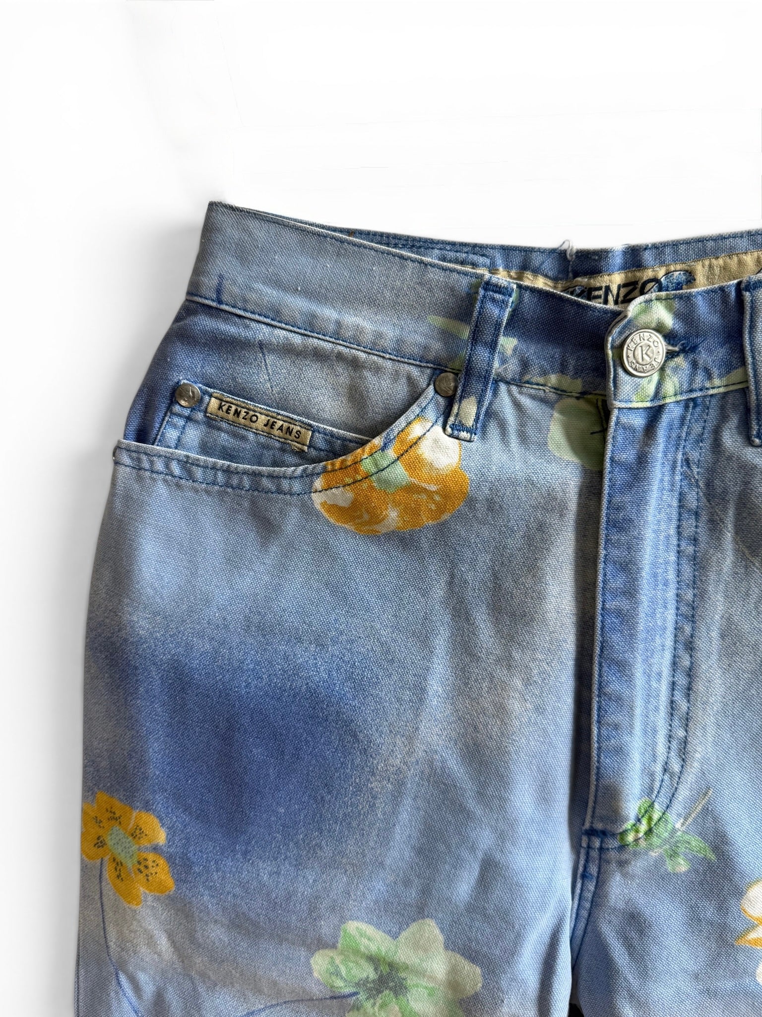 Vintage Kenzo Floral Print Denim Jeans