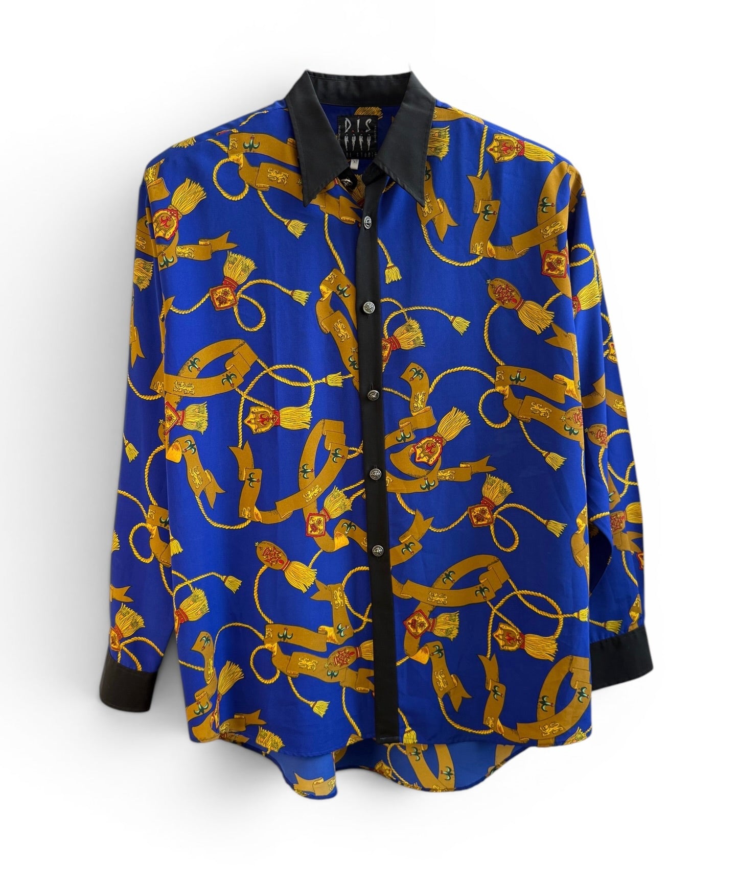 Vintage Men’s Blue Equestrian Print Shirt