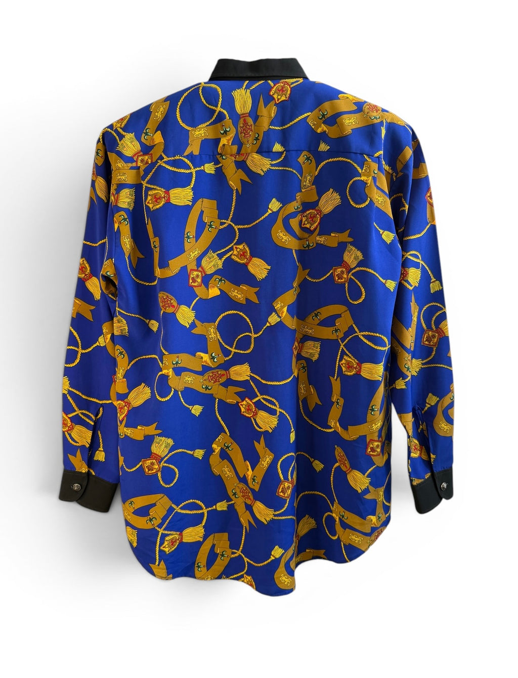 Vintage Men’s Blue Equestrian Print Shirt
