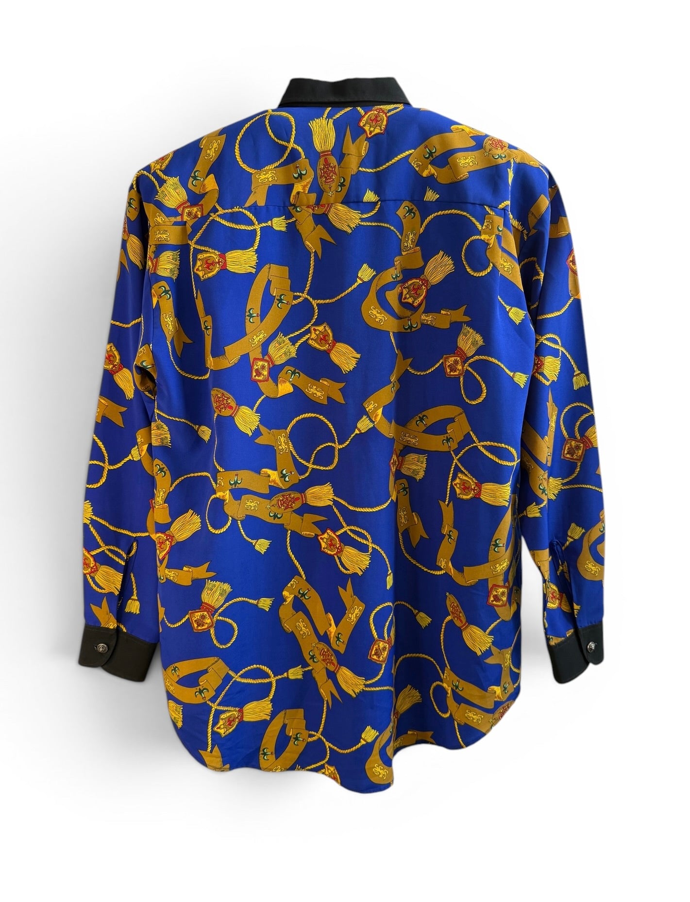 Vintage Men’s Blue Equestrian Print Shirt
