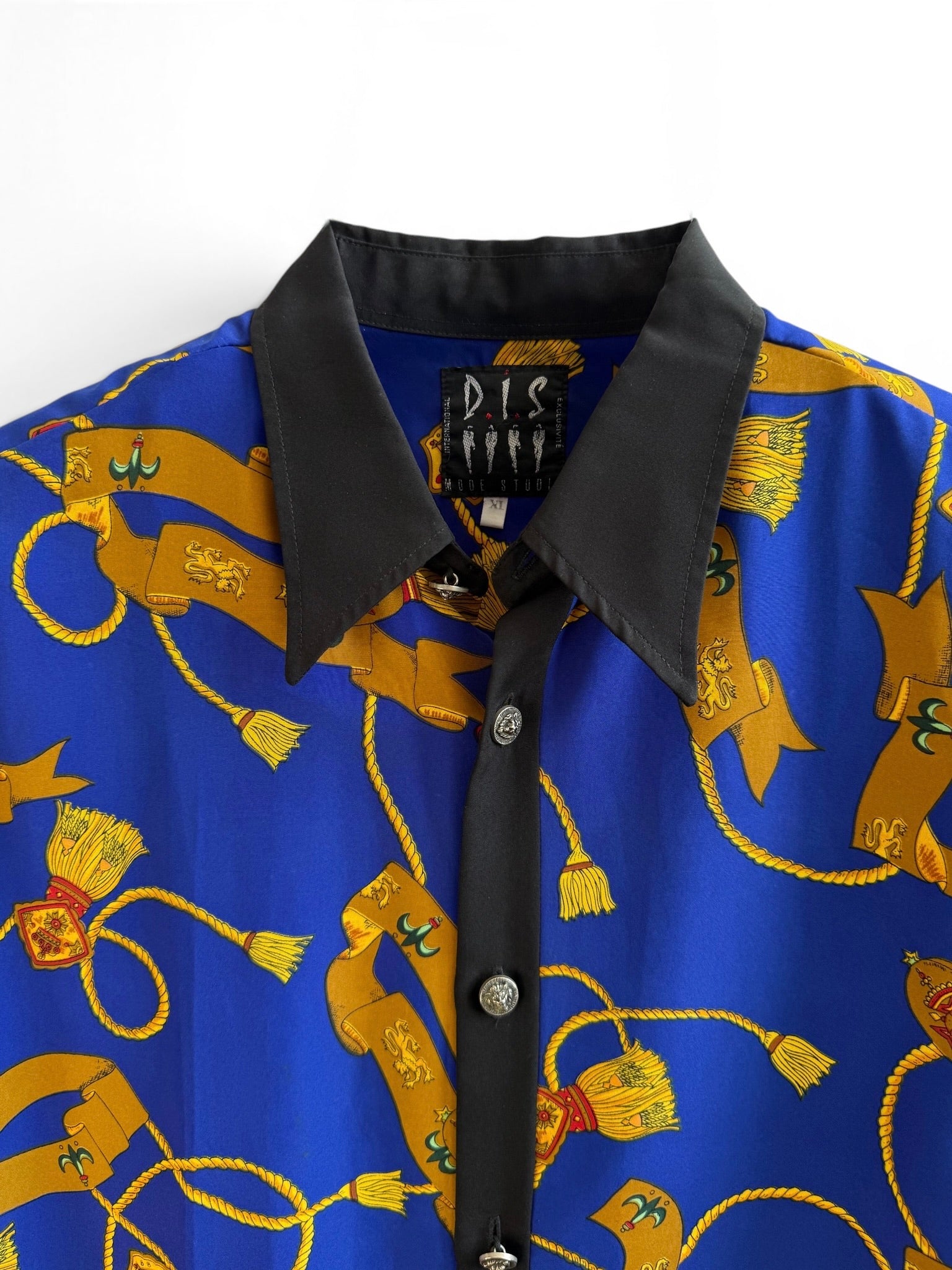 Vintage Men’s Blue Equestrian Print Shirt