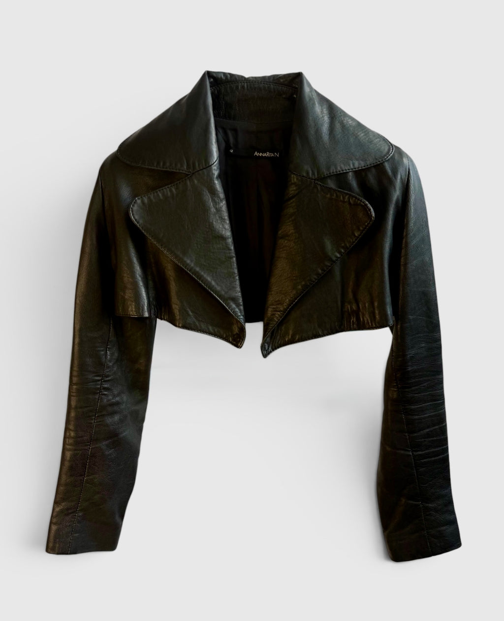 Vintage Black Leather Cropped Bolero Jacket